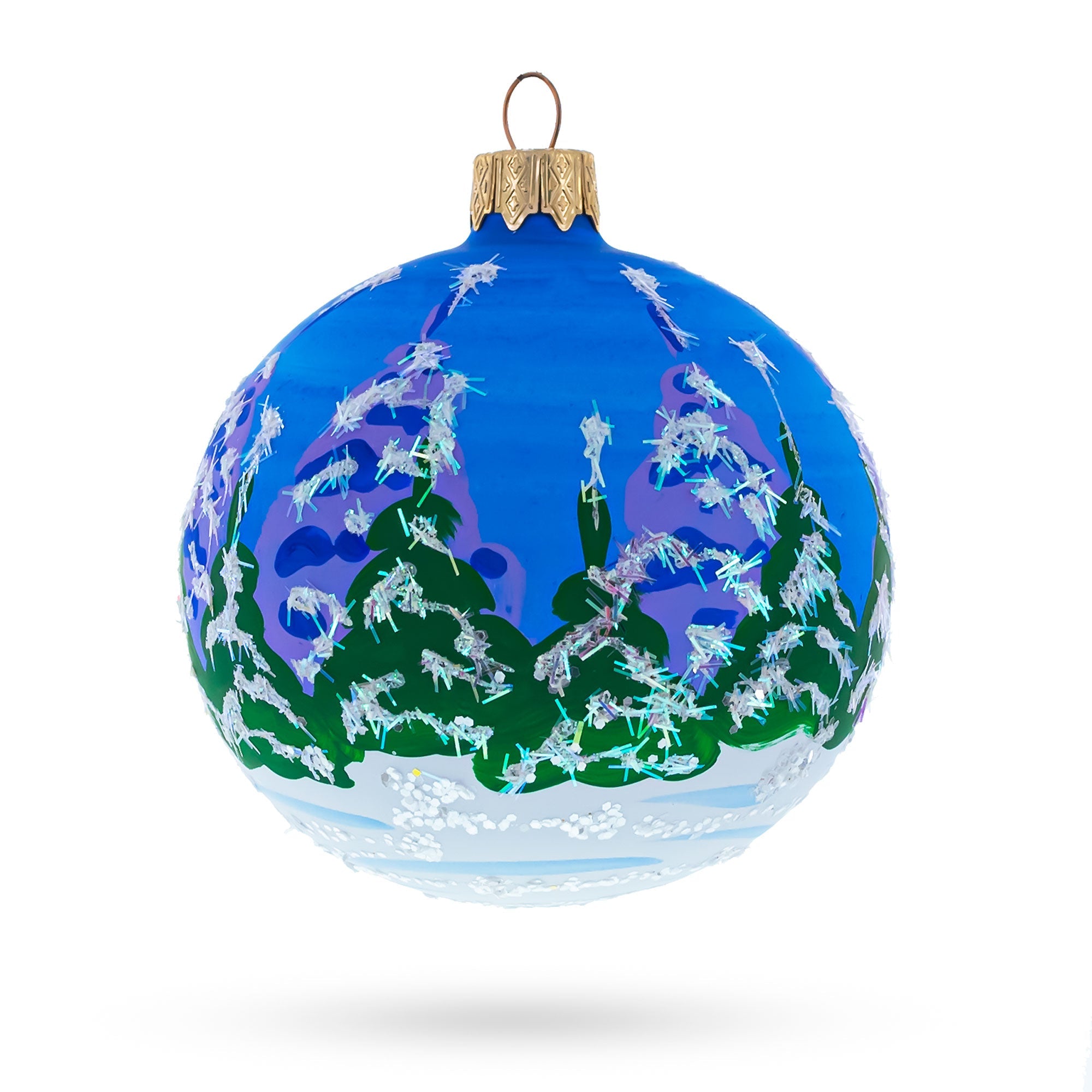 Bear with Rabbit and Fox Glass Ball Ornament 3.25 Inches