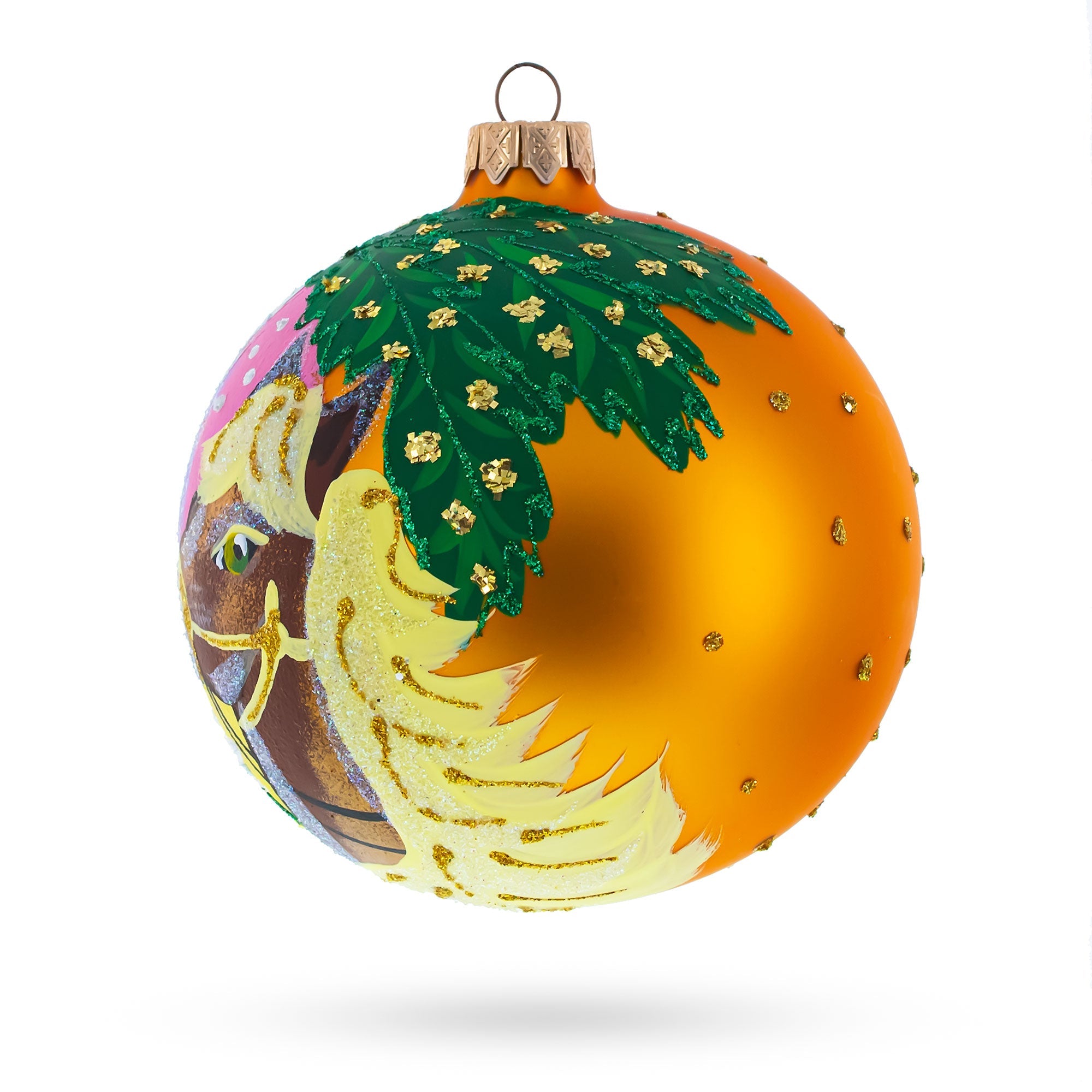 Serene Horse in the Forest Glass Ball Christmas Ornament 4 Inches