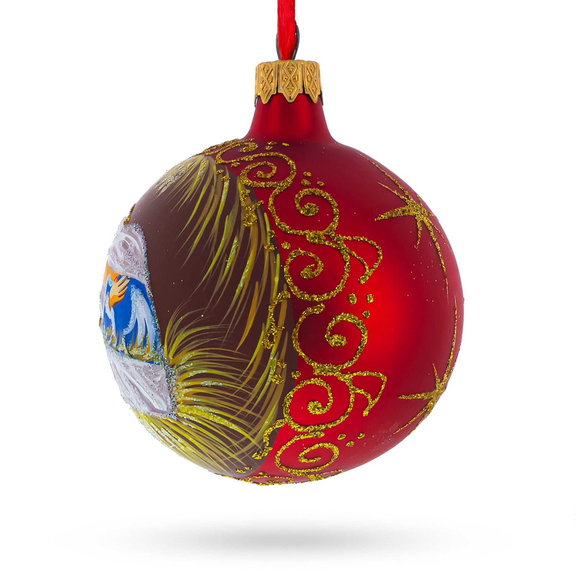 Sacred Mary Overlooking Jesus Nativity Glass Ball Christmas Ornament 3.25 Inches