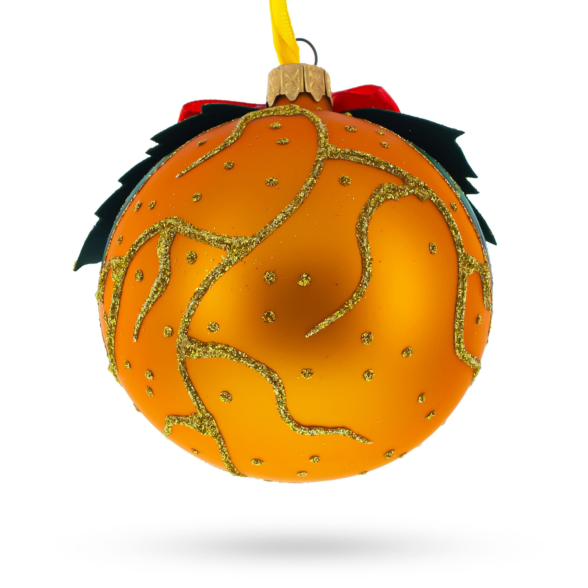 Embossed Ukrainian Kalyna Berries Glass Ball Christmas Ornament 4 Inches