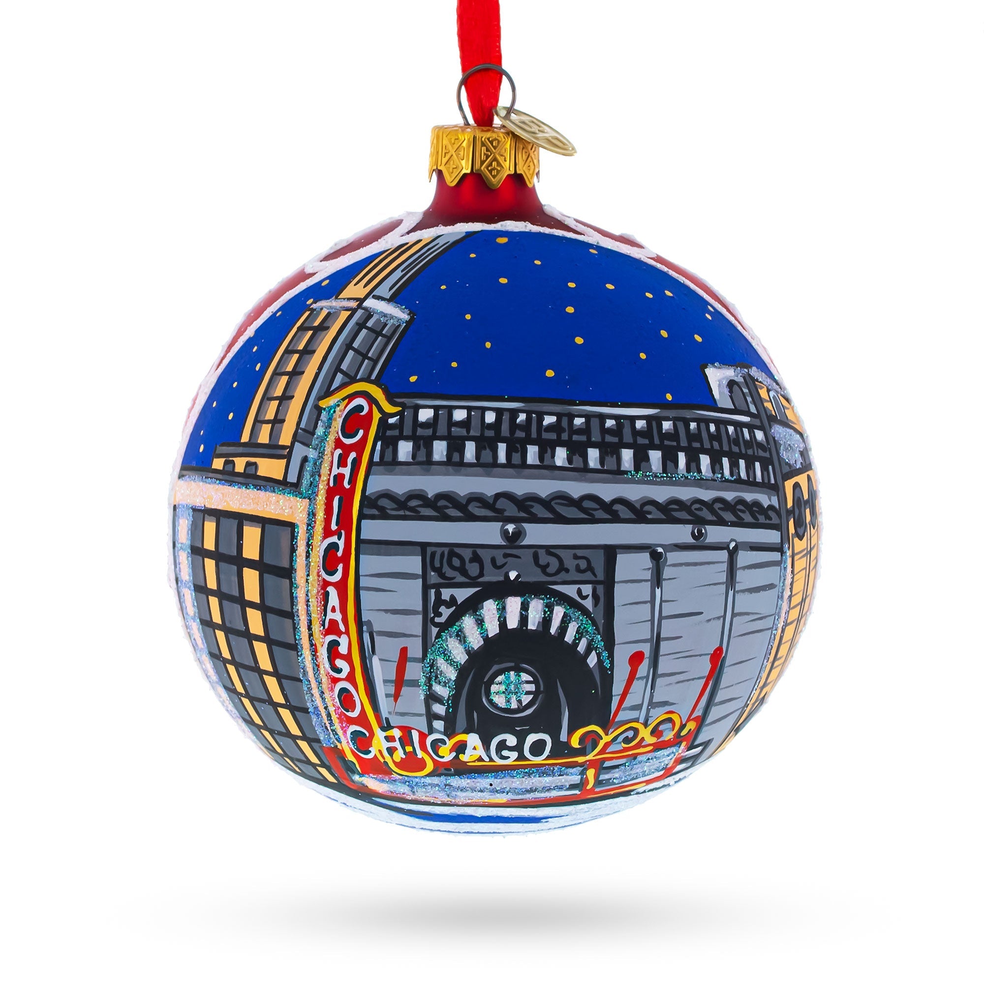 Chicago Theater, Illinois Glass Ball Christmas Ornament 4 Inches
