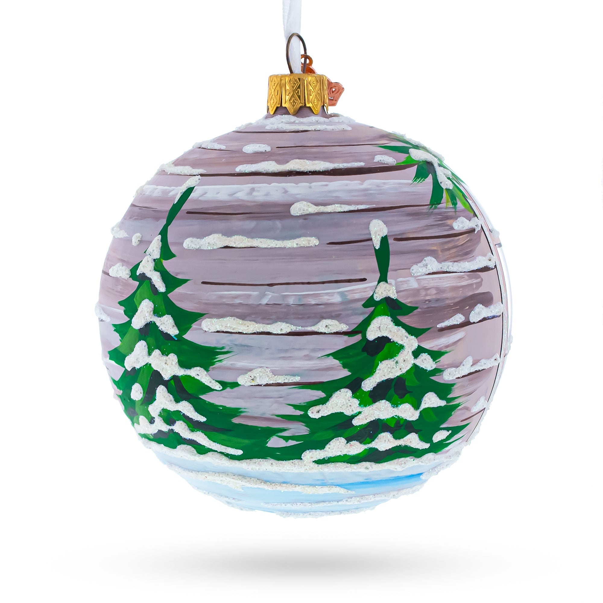 Intriguing Santa Peeking Through House Window Glass Ball Christmas Ornament 4 Inches