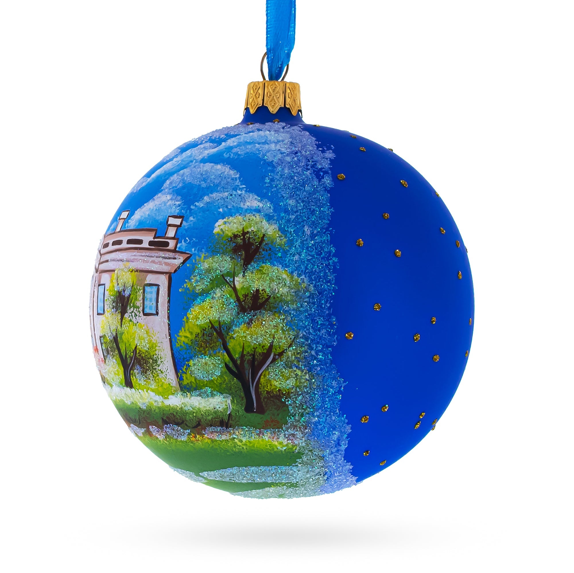 White House, Washington DC Glass Ball Christmas Ornament 4 Inches