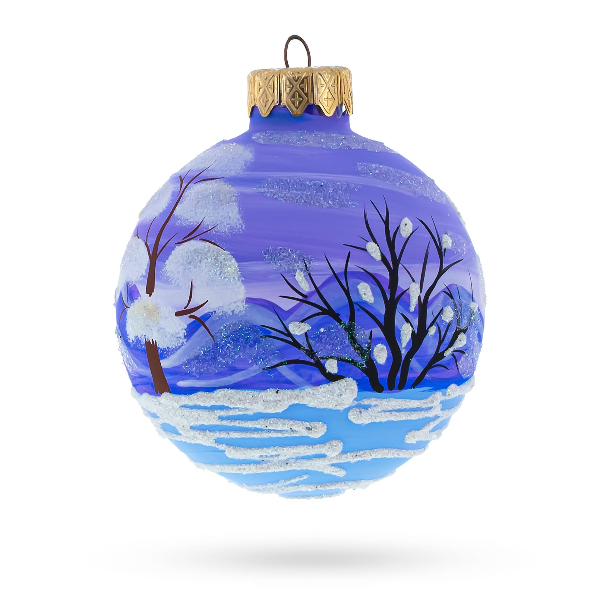 Santa and Polar Bear Festive Glass Ball Christmas Ornament 3.25 Inches