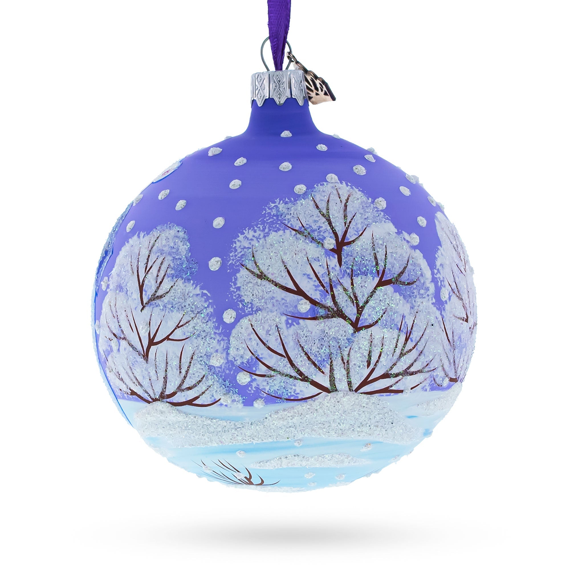 Three Polar Bears Glass Ball Christmas Ornament 4 Inches