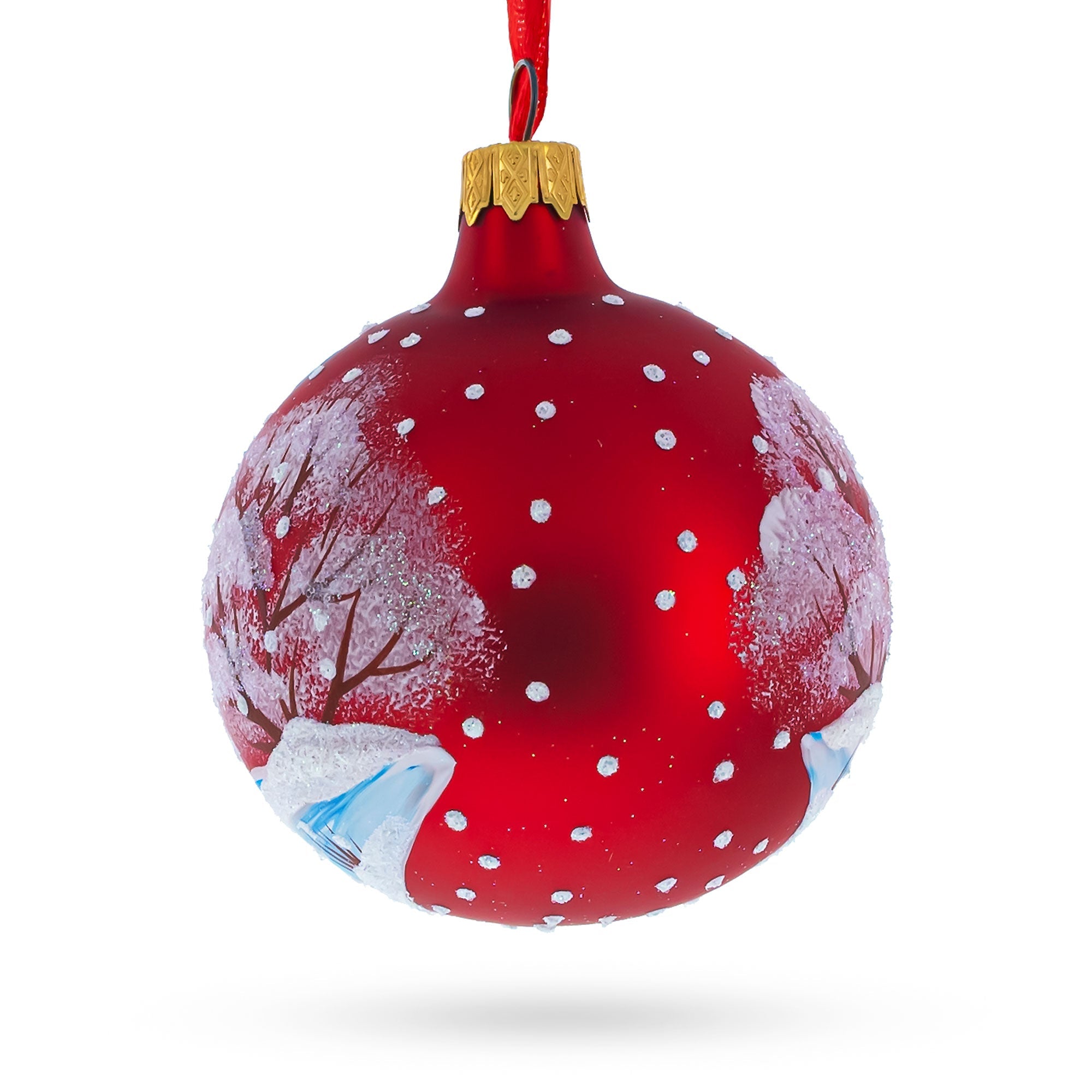 Three Polar Bears Glass Ball Christmas Ornament 3.25 Inches