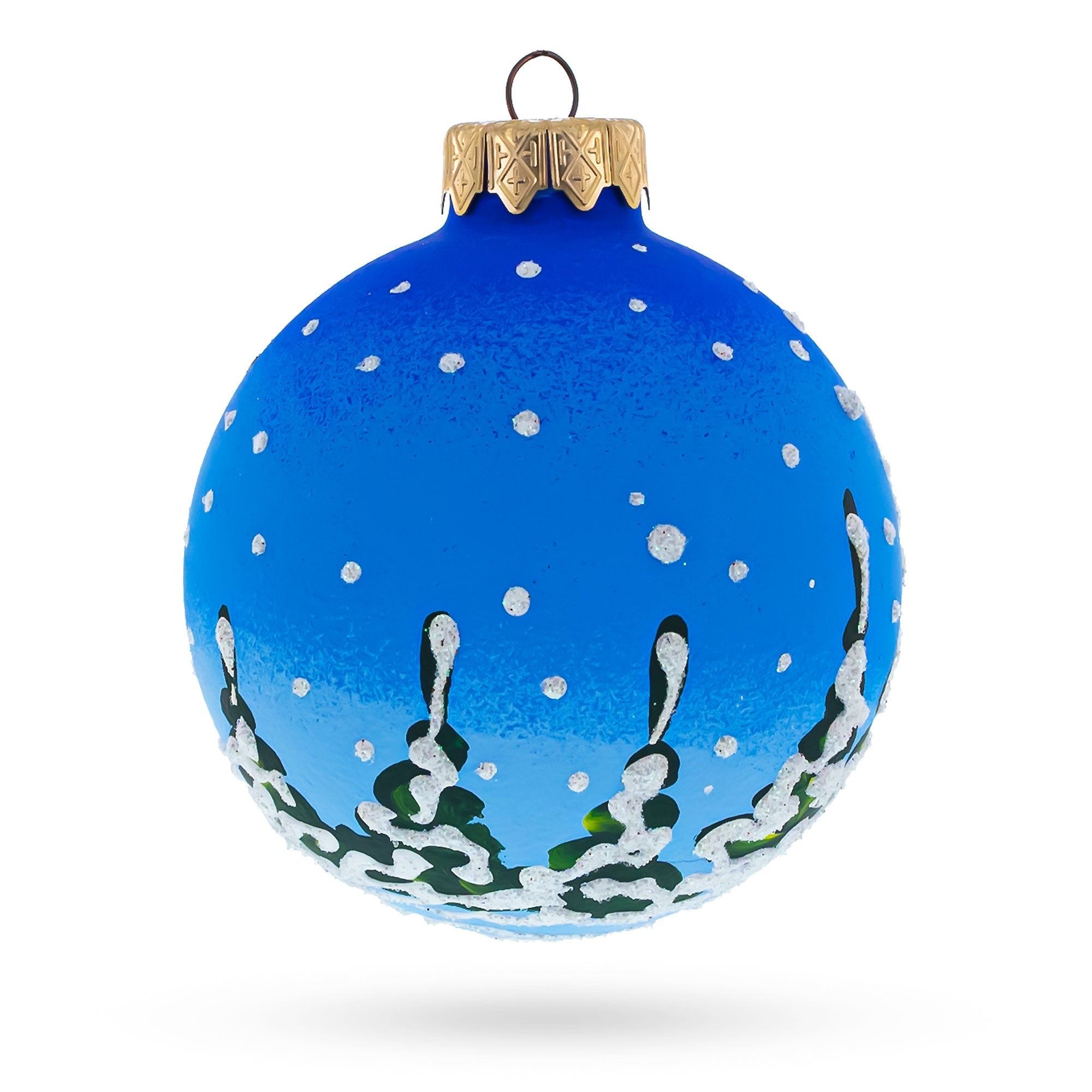 Santa and Reindeer Festive Glass Ball Christmas Ornament 3.25 Inches