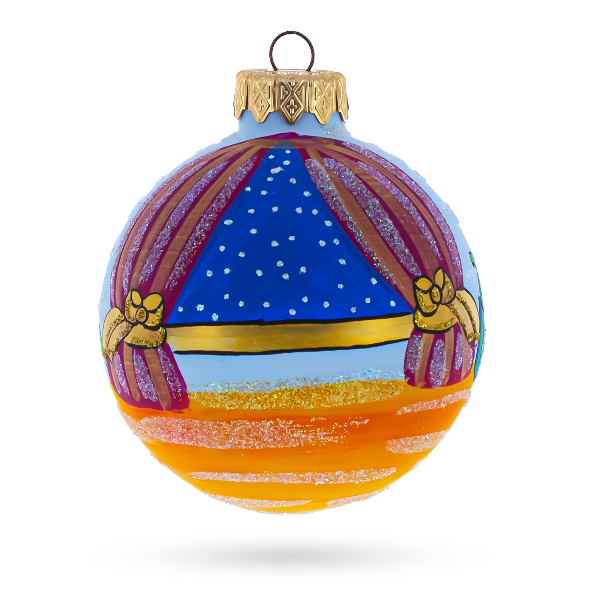 Nutcracker and Clara Glass Ball Christmas Ornament  3.25 Inches