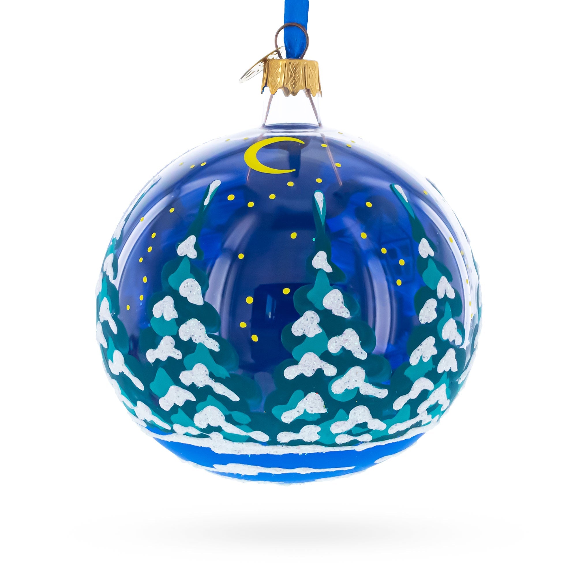 Festive Snowman with Gifts Glass Ball Christmas Ornament 4 Inches