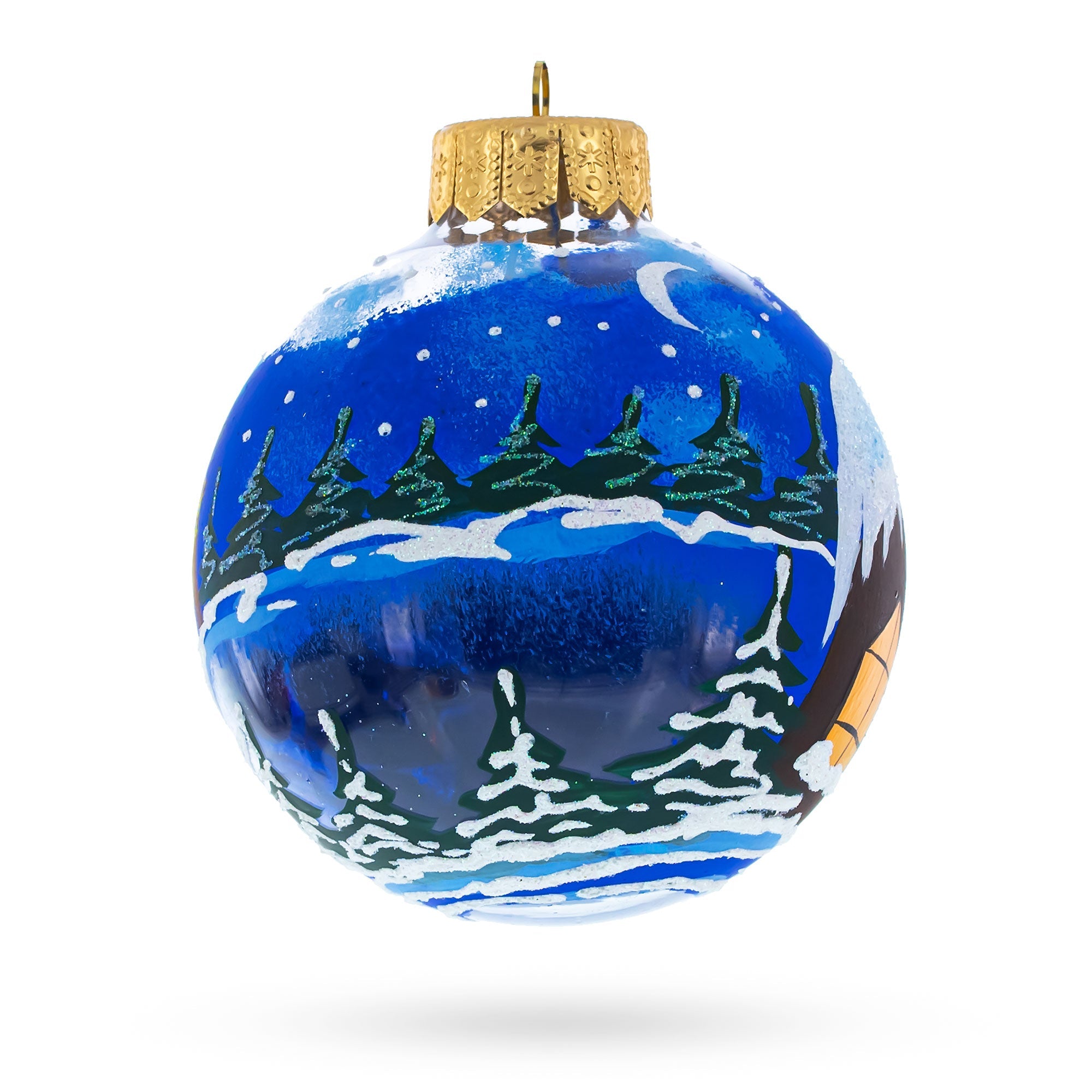 Santa's Enchanting Christmas Night Glass Ball Christmas Ornament 3.25 Inches