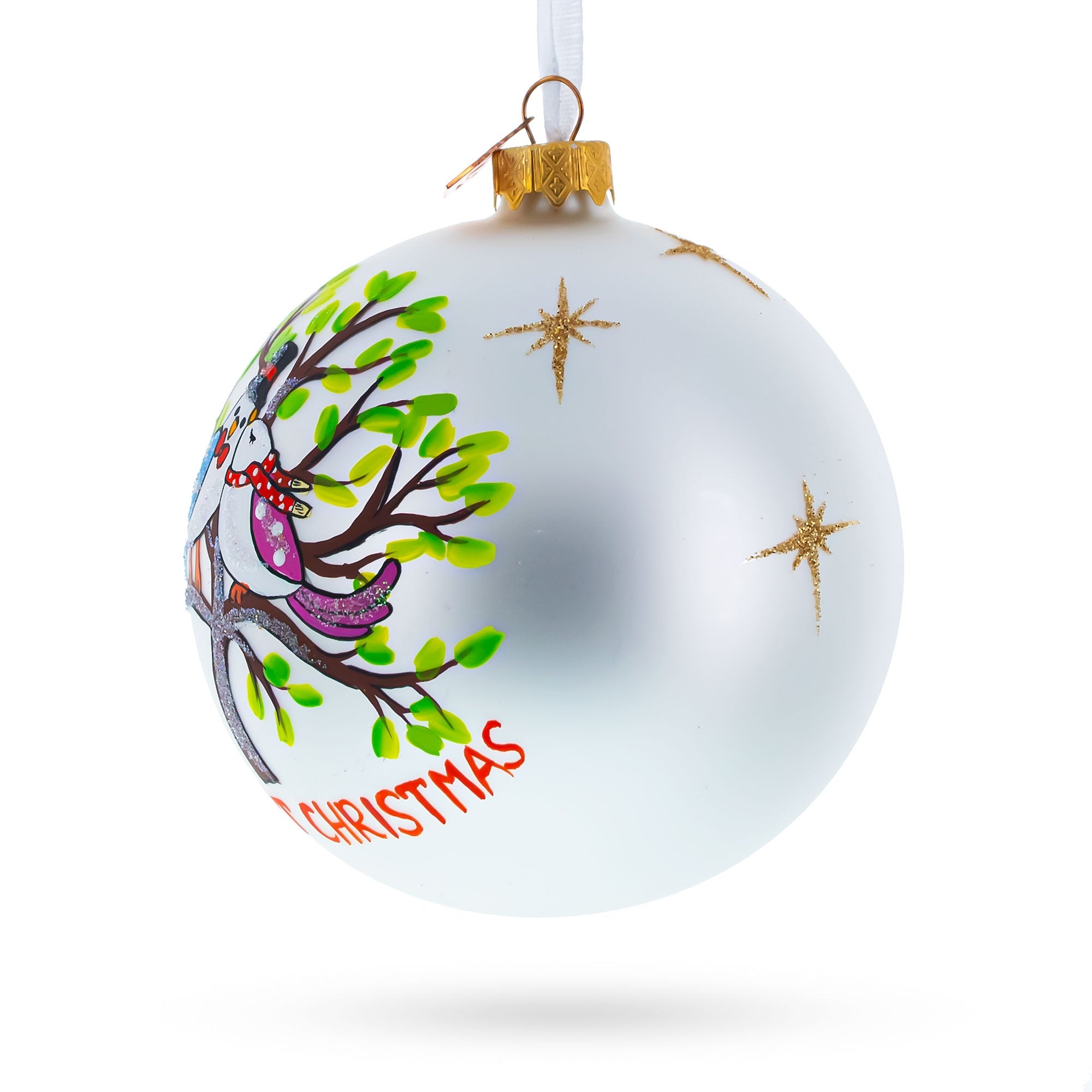 Our First Christmas Love Birds Glass Ball Christmas Ornament 4 Inches