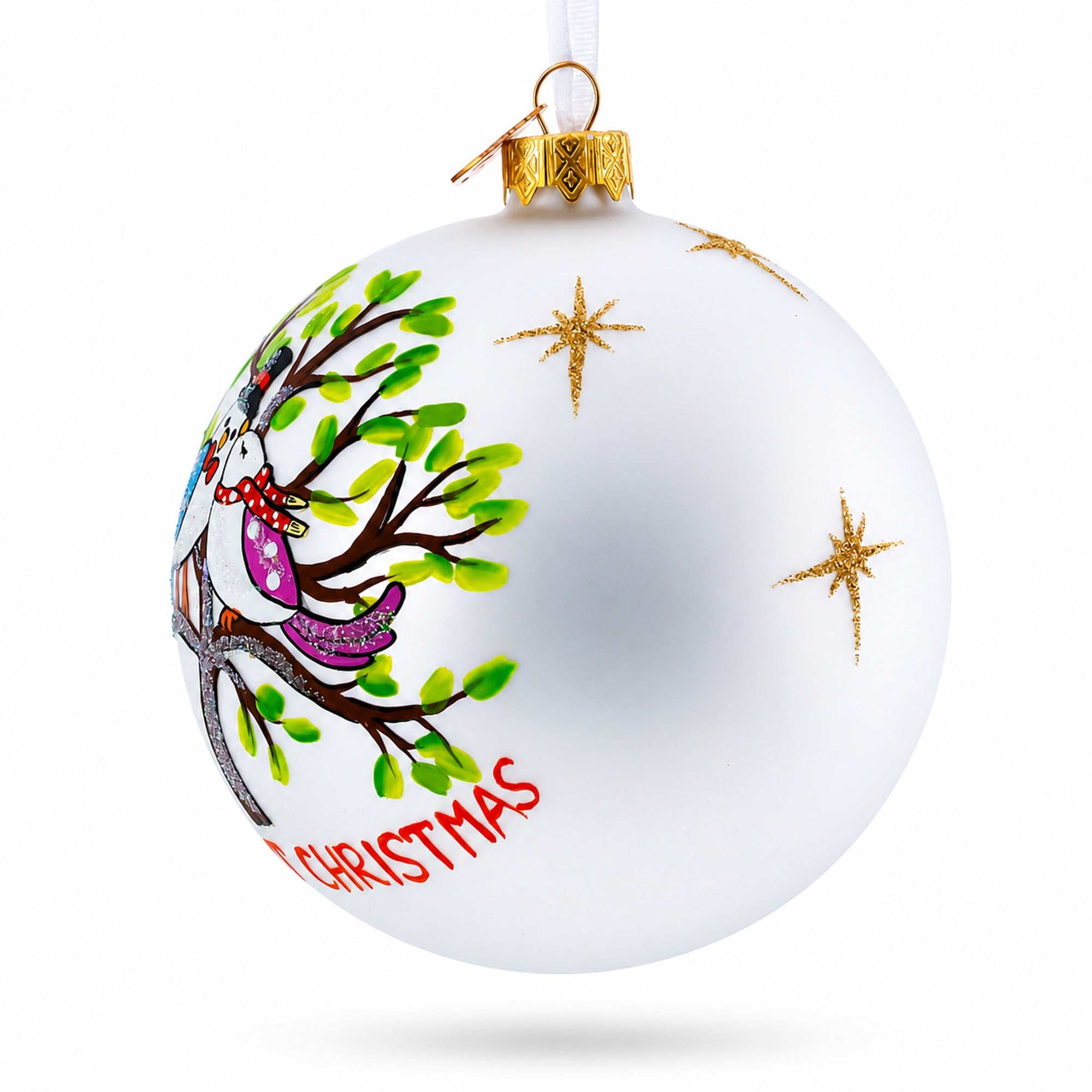 Our First Christmas Love Birds Glass Ball Christmas Ornament 4 Inches