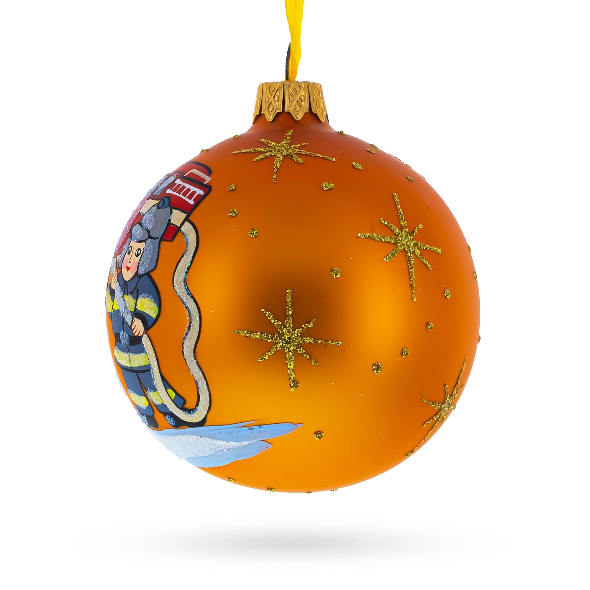 Little Fireman Glass Ball Christmas Ornament 3.25 Inches