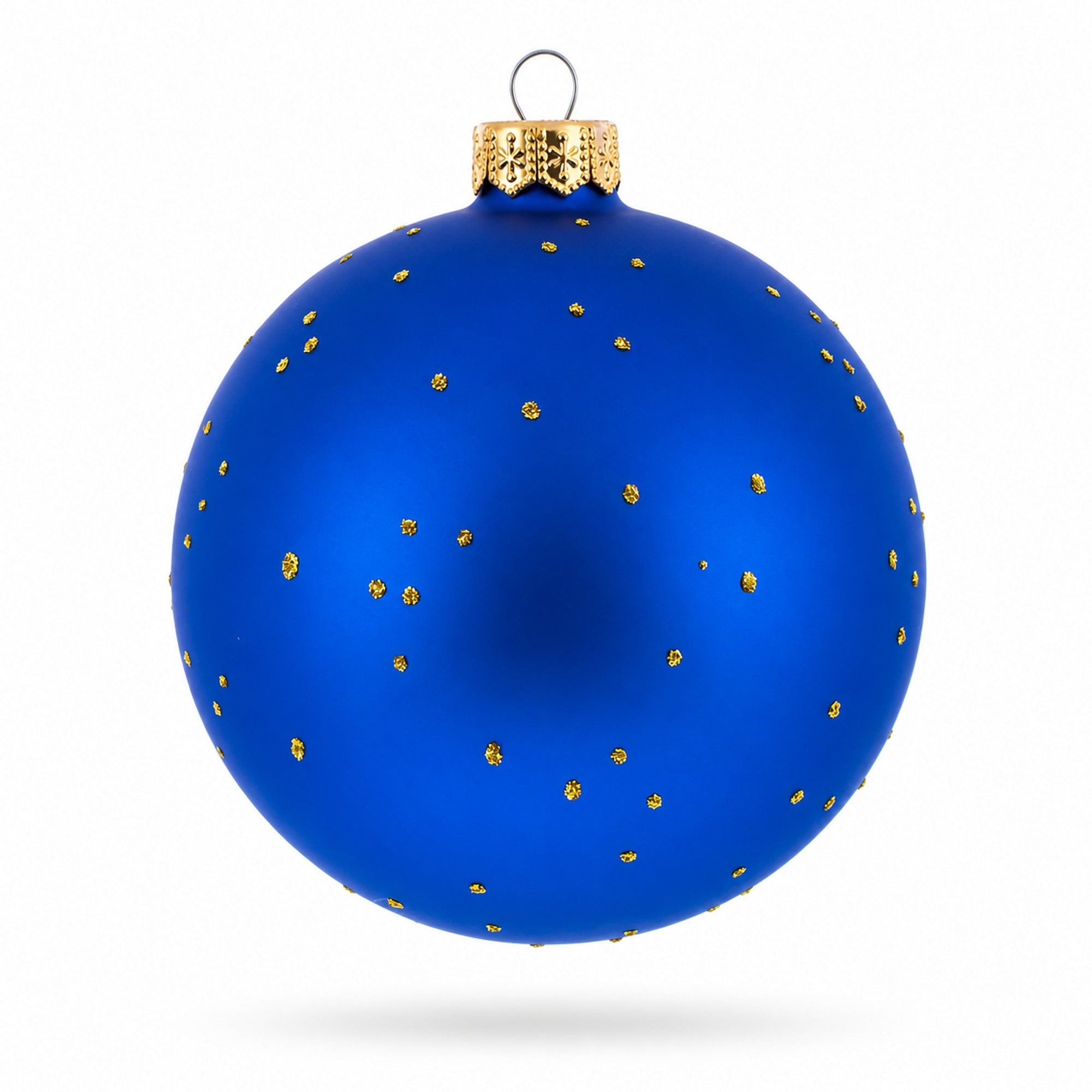 Navy Sailor Boy Holding American Flag Blue Ball Glass Christmas Ornament 4 Inches