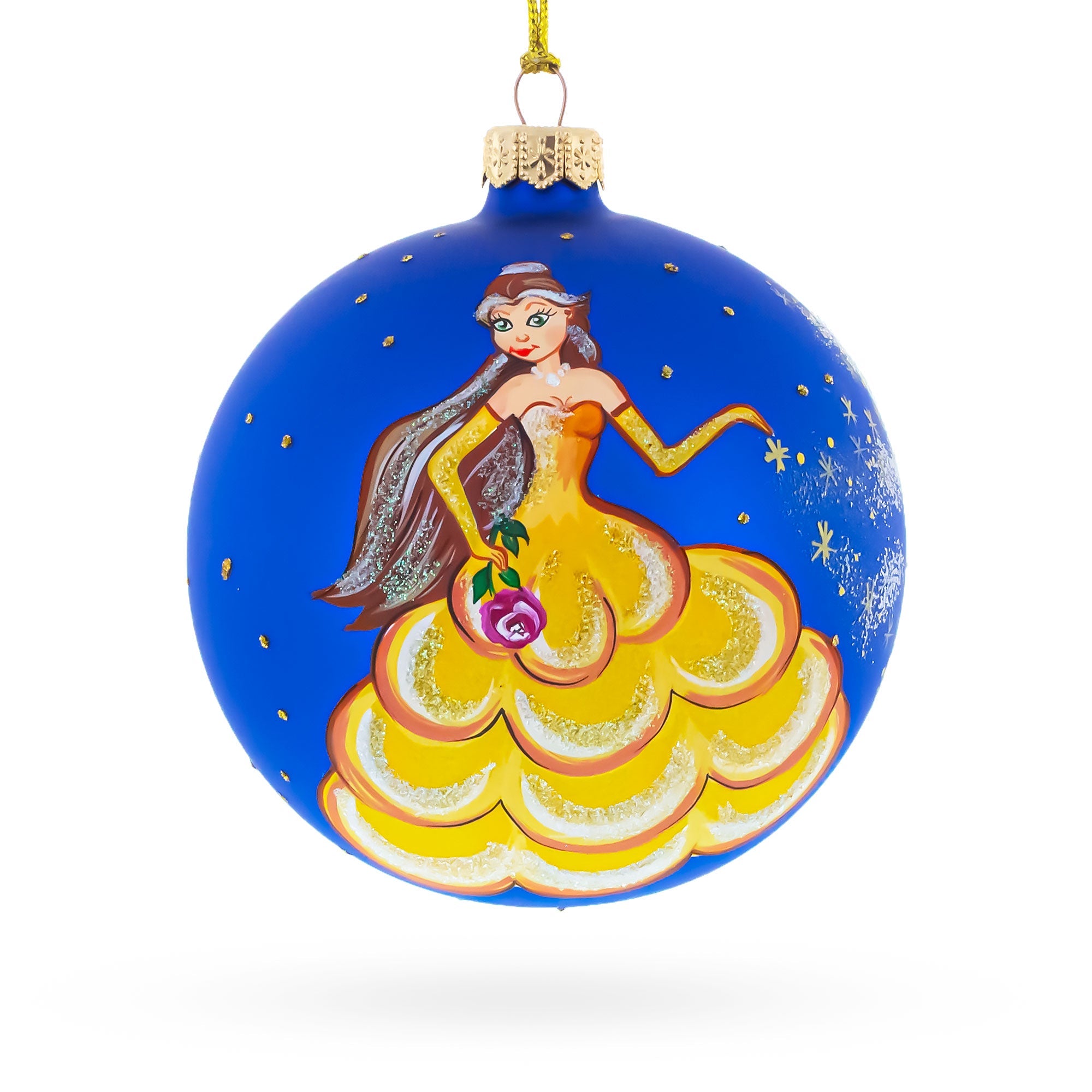 Princess Adorned with a Floral Crown Glass Ball Christmas Ornament 4 Inches