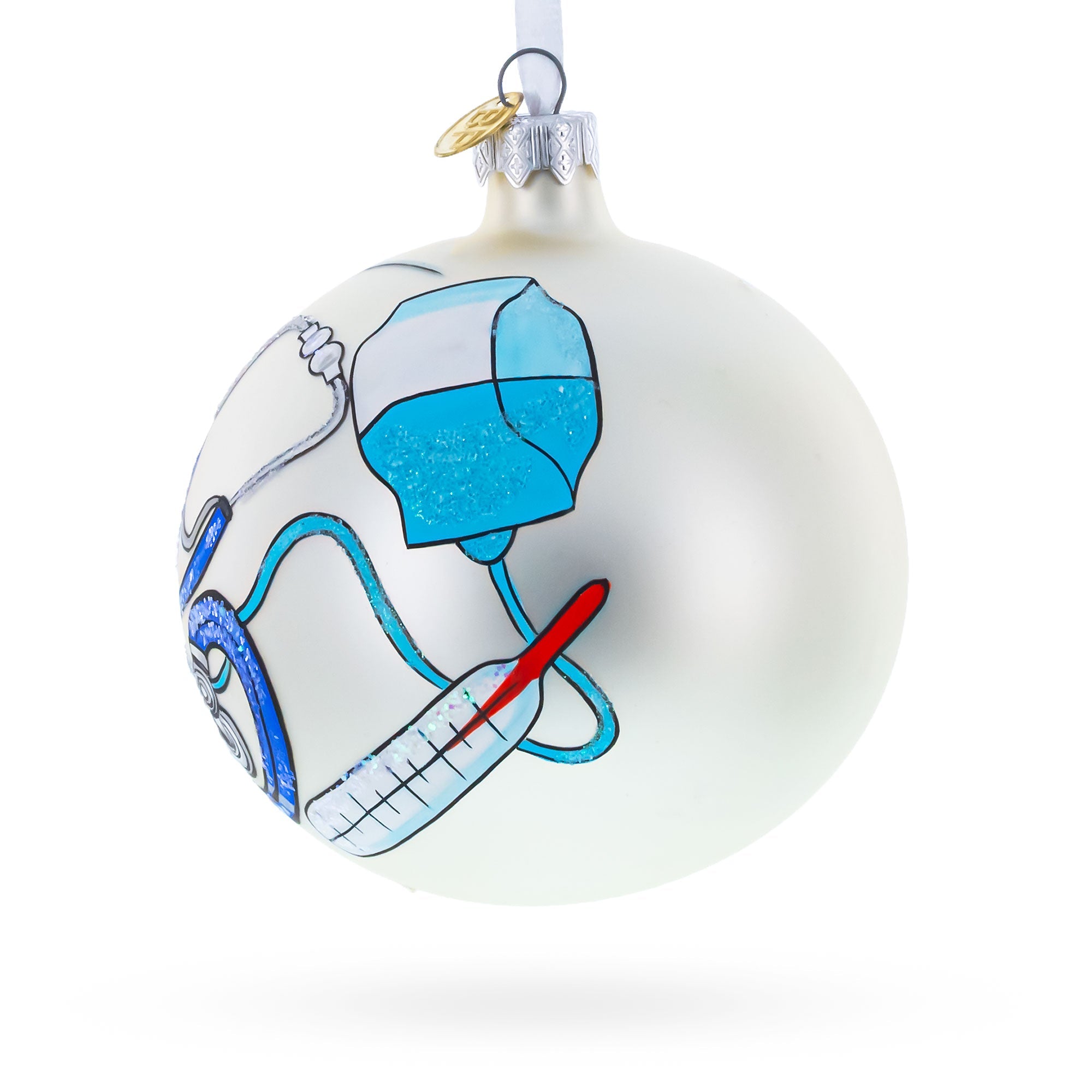 Compassionate Nurse or Doctor on Glass Ball Christmas Ornament 4 Inches