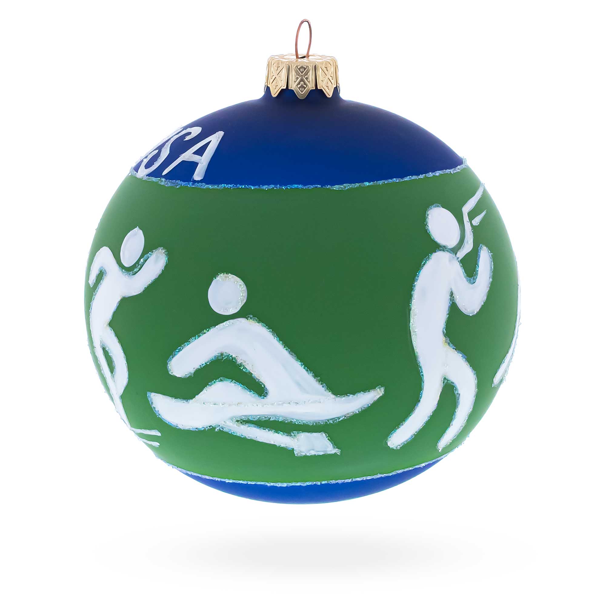 Swimming, Boxing, Biking, Track, Rowing Sports Glass Ball Christmas Ornament 4 Inches