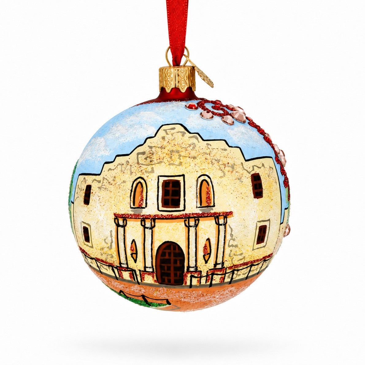 The Alamo, San Antonio, Texas Glass Ball Christmas Ornament 3.25 Inches