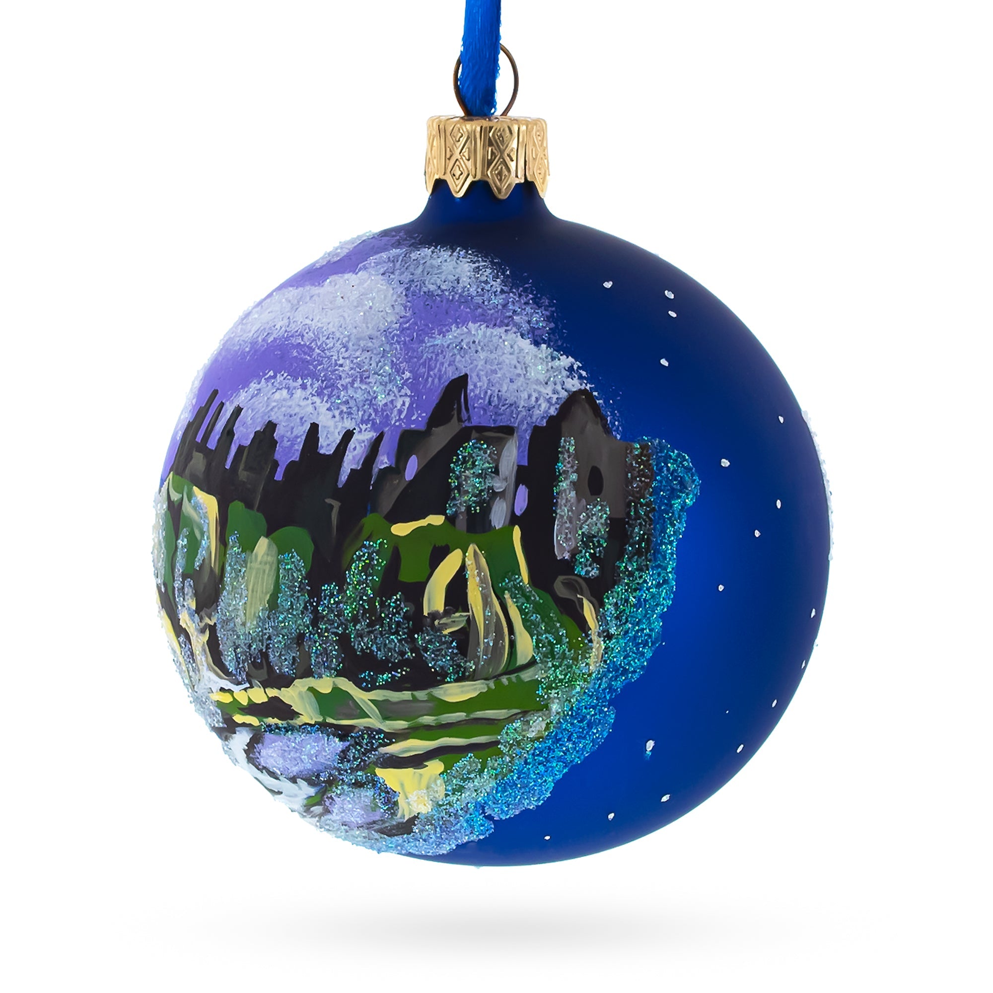 Castle in Ireland Glass Ball Christmas Ornament 3.25 Inches