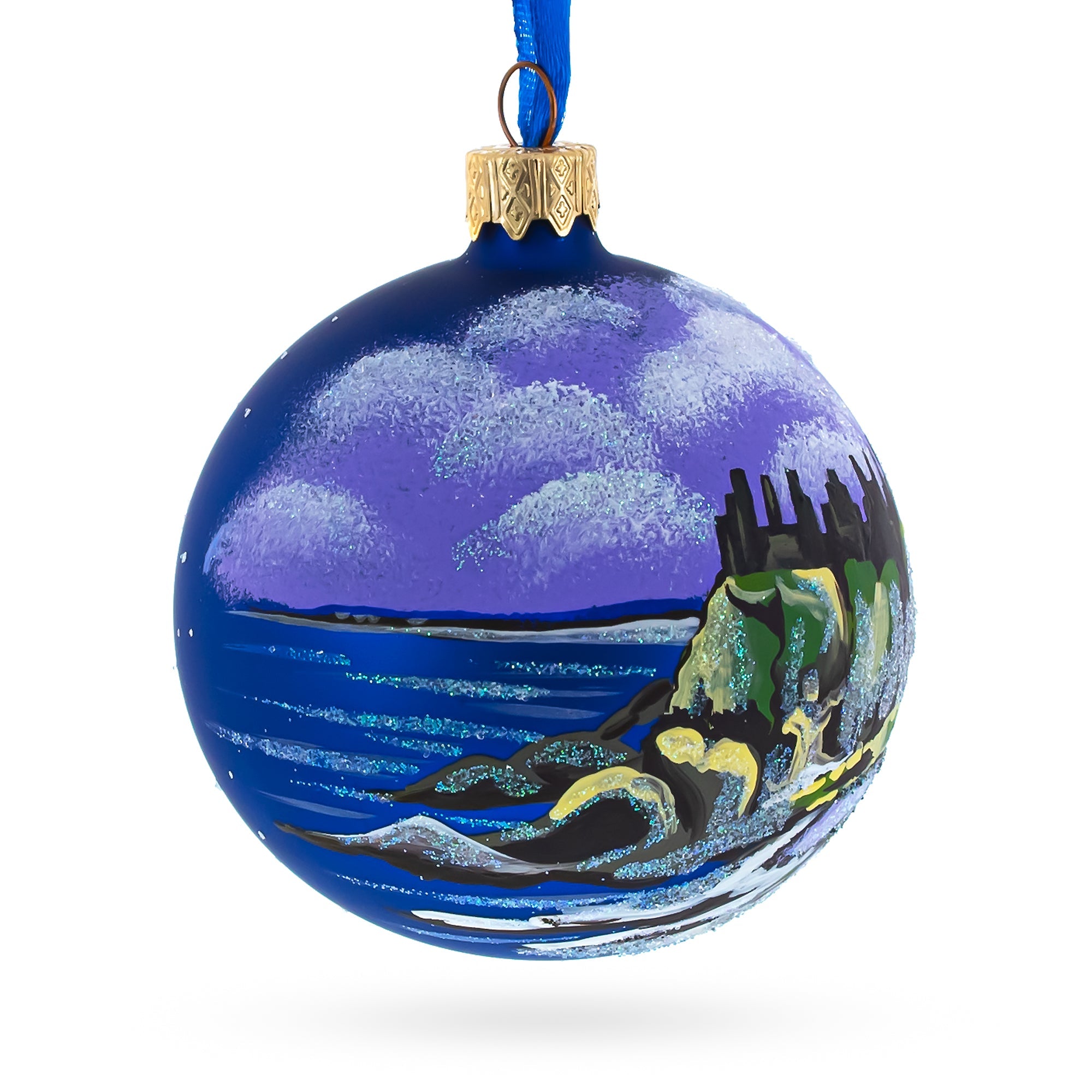 Castle in Ireland Glass Ball Christmas Ornament 3.25 Inches