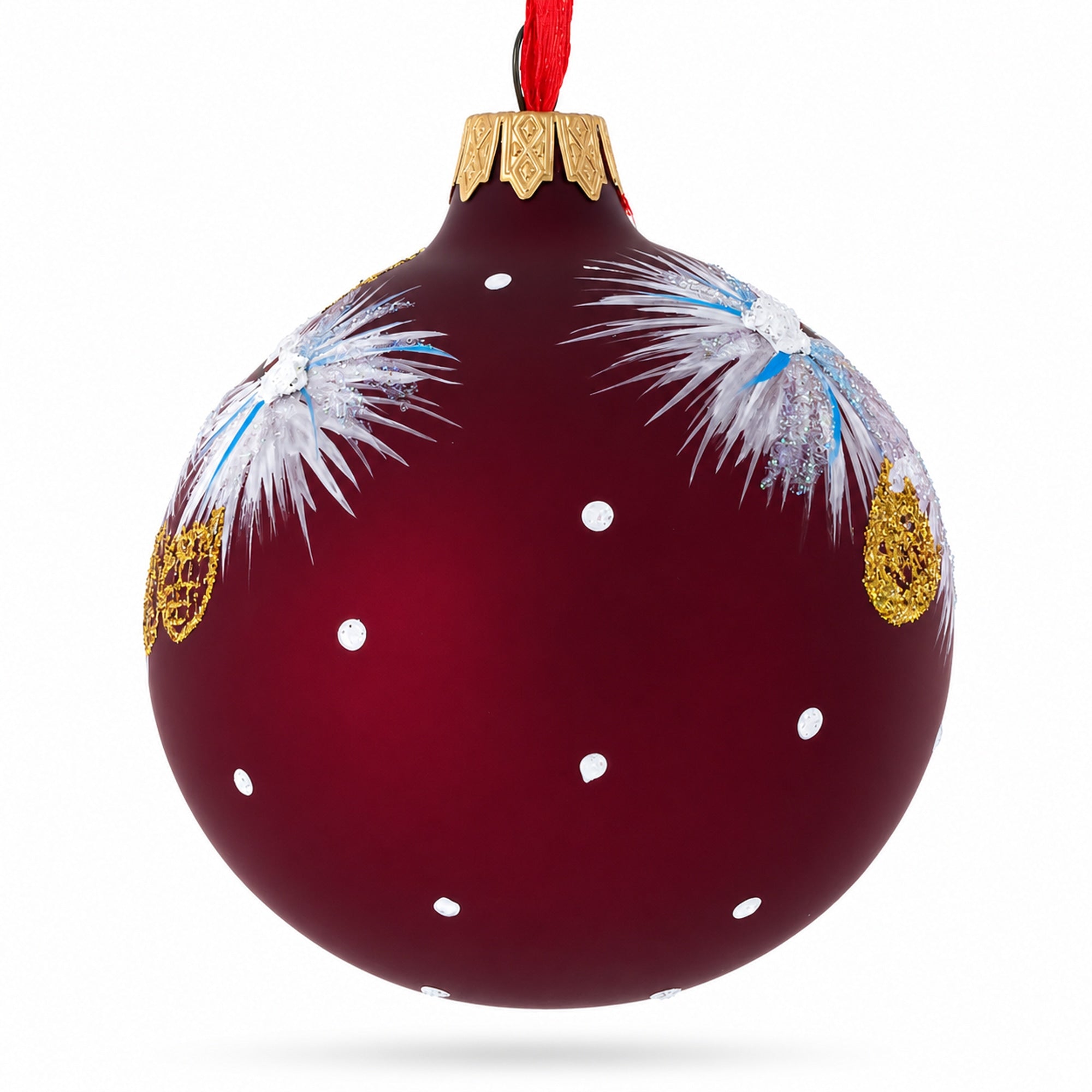 Jolly Puppy in Santa Hat Glass Ball Christmas Ornament 3.25 Inches