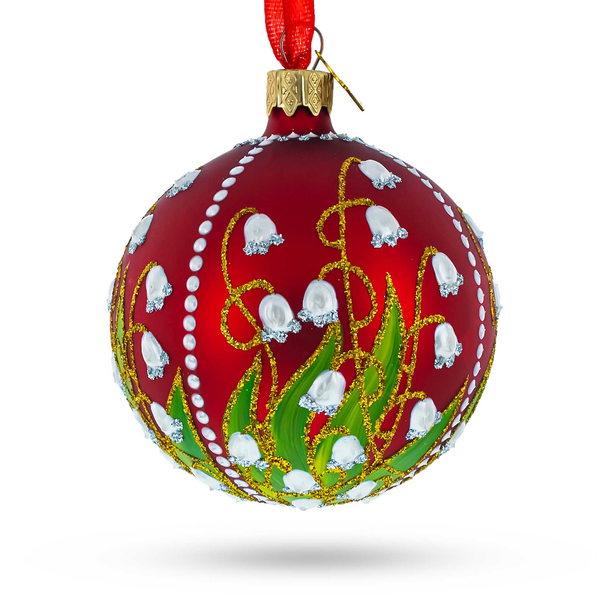 1898 Lilies of the Valley Royal Glass Ball Christmas Ornament 3.25 Inches