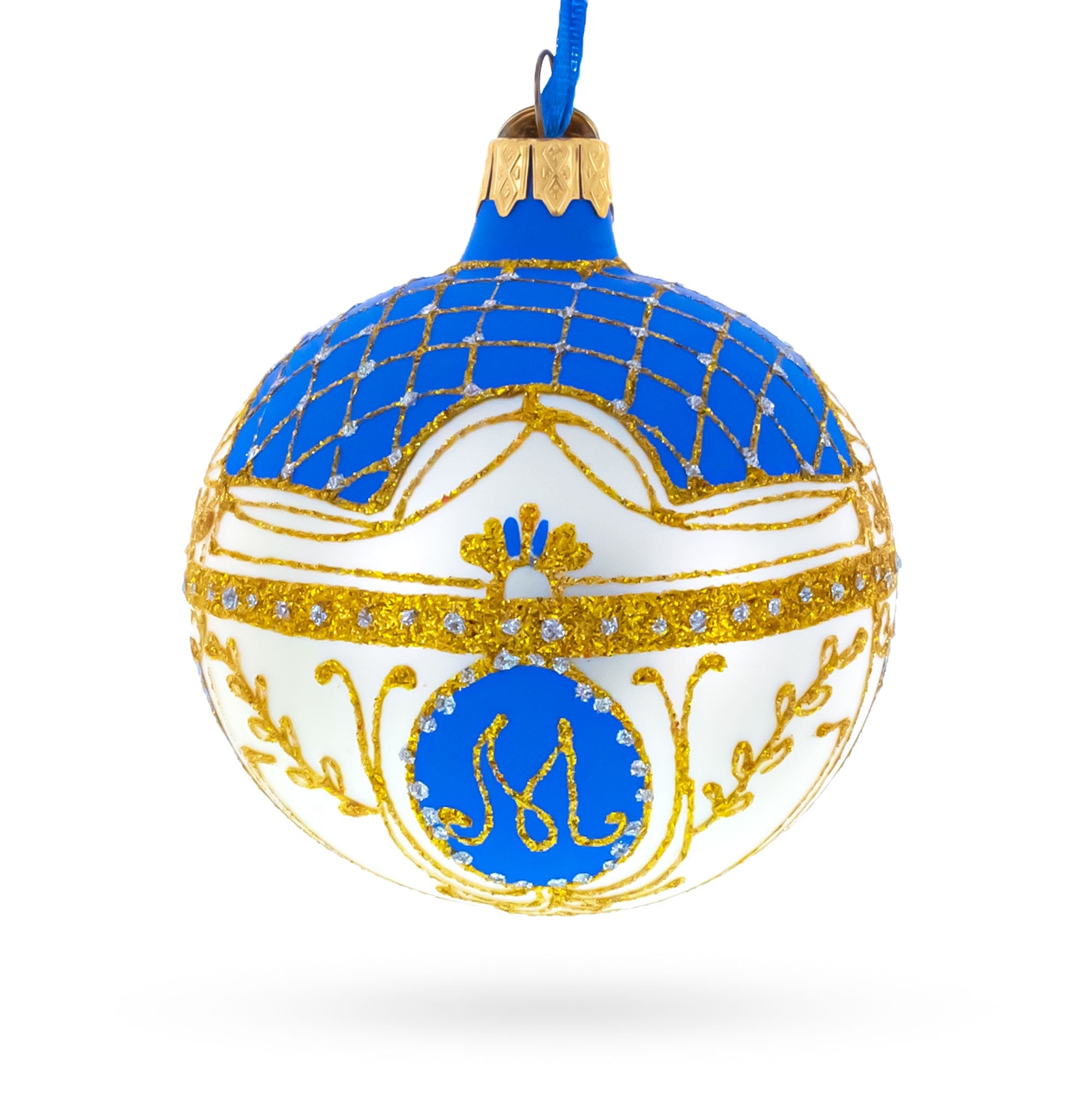 1903 Royal Danish White Glass Ball Christmas Ornament 3.25 Inches