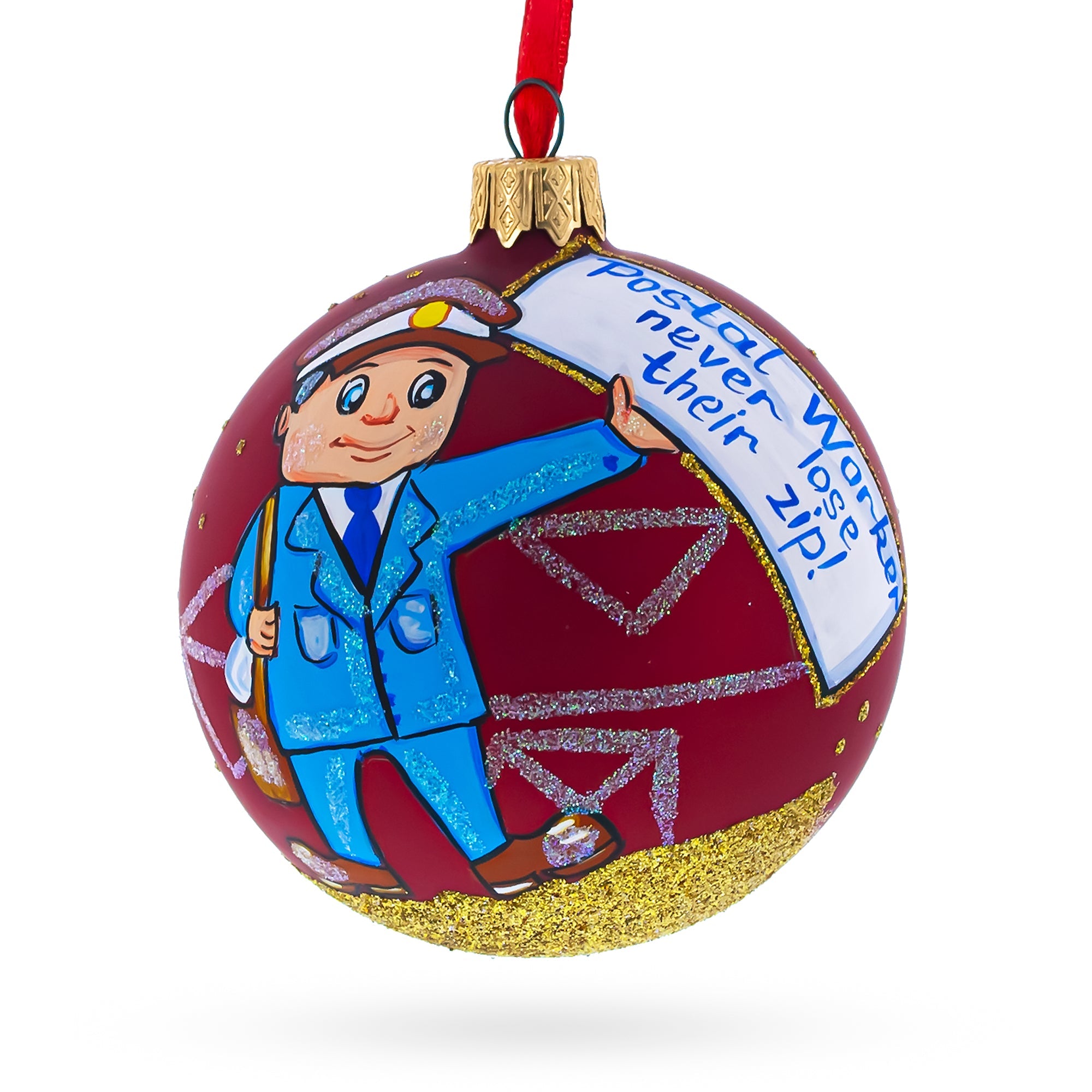 Mail Carrier Glass Ball Christmas Ornament 3.25 Inches