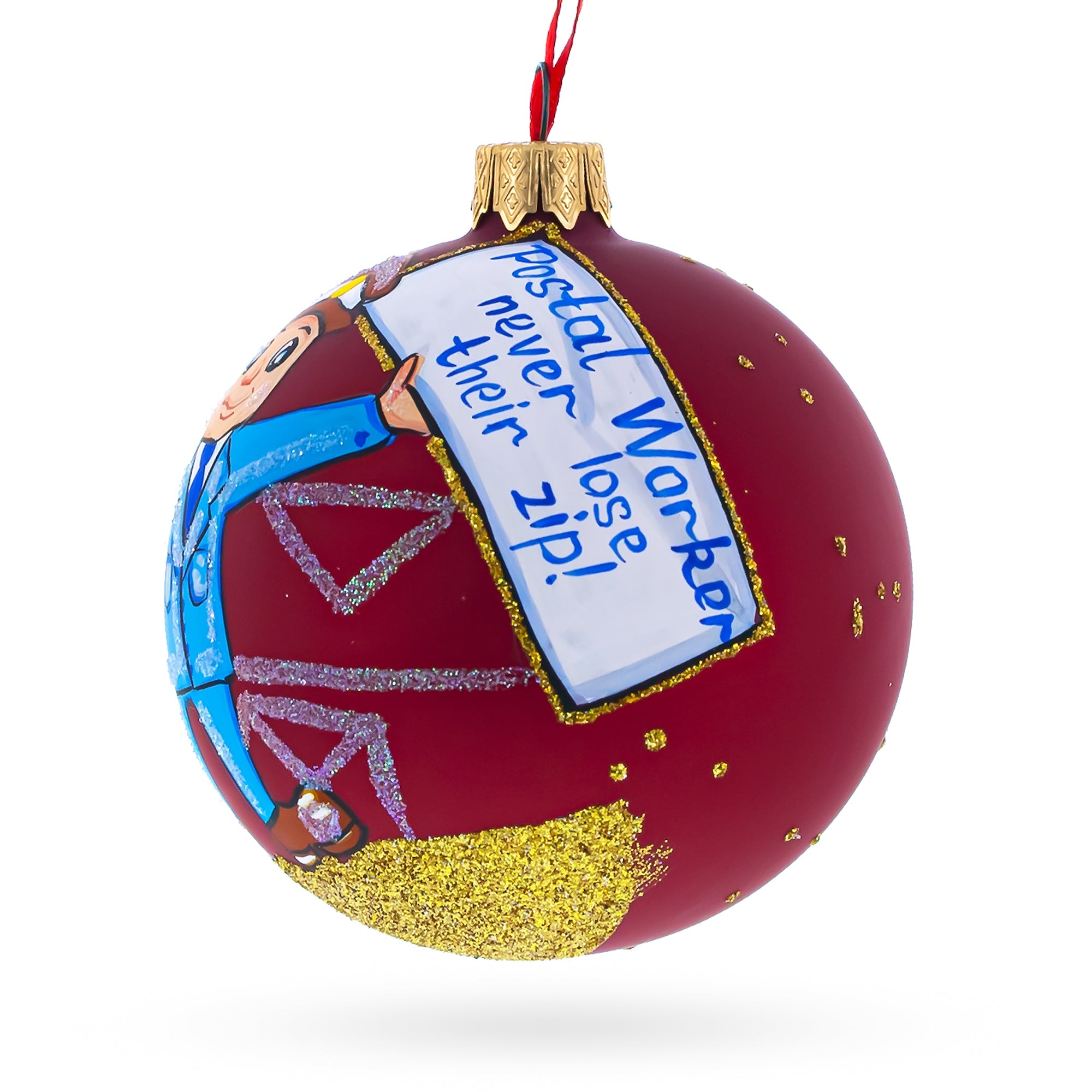 Mail Carrier Glass Ball Christmas Ornament 3.25 Inches