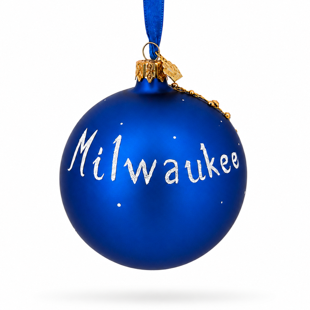 Milwaukee, Wisconsin Glass Ball Christmas Ornament 3.25 Inches