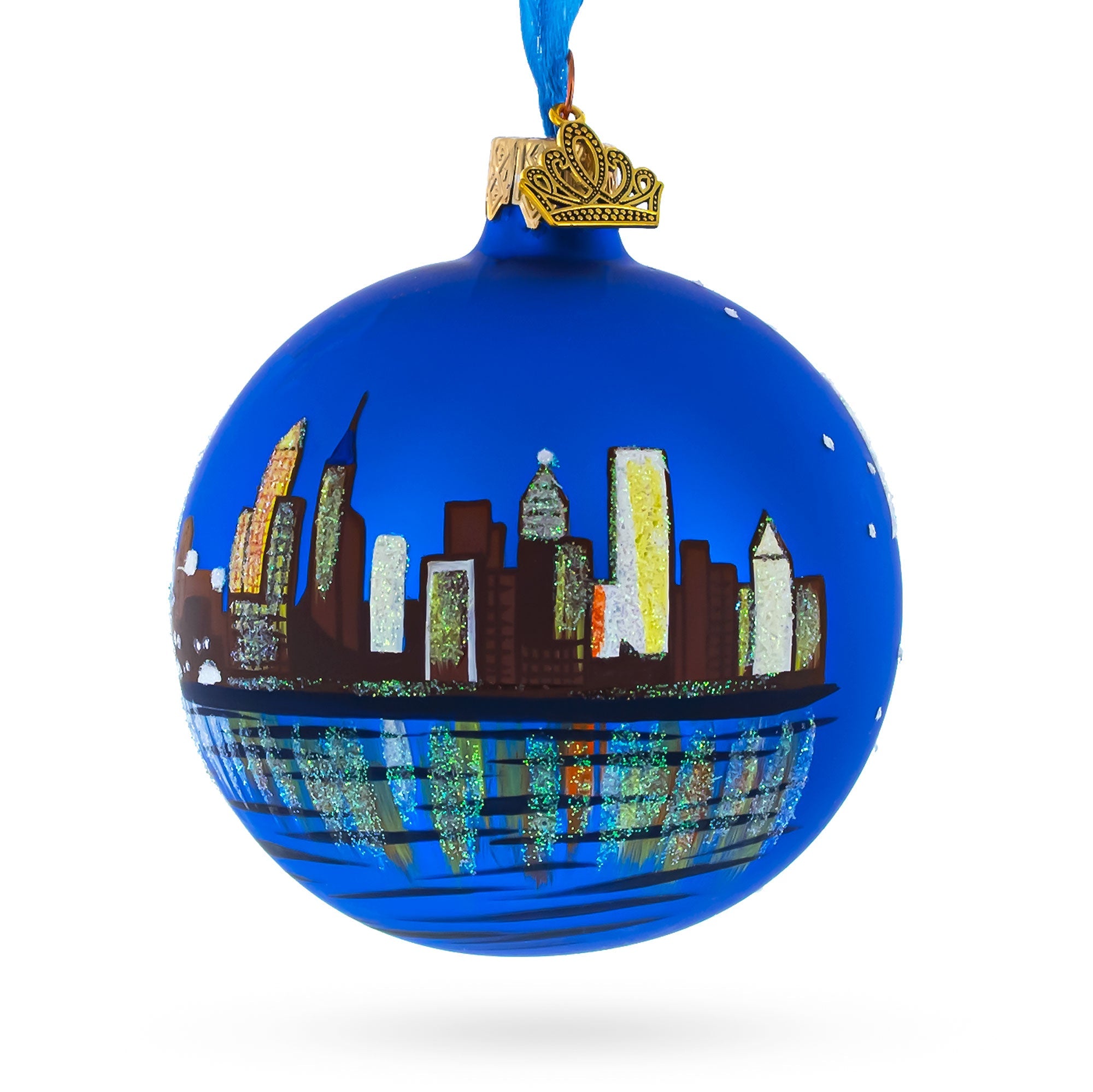 Memphis at Night, Tennessee Glass Ball Christmas Ornament 3.25 Inches