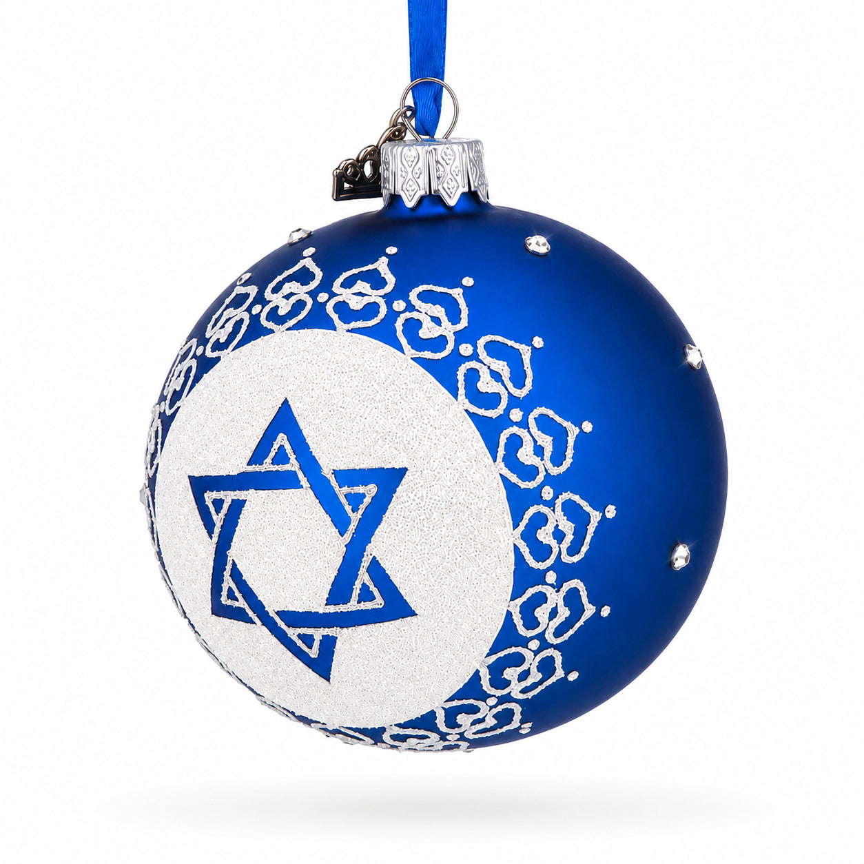 Star of David Jewish Glass Ball Ornament 3.25 Inches