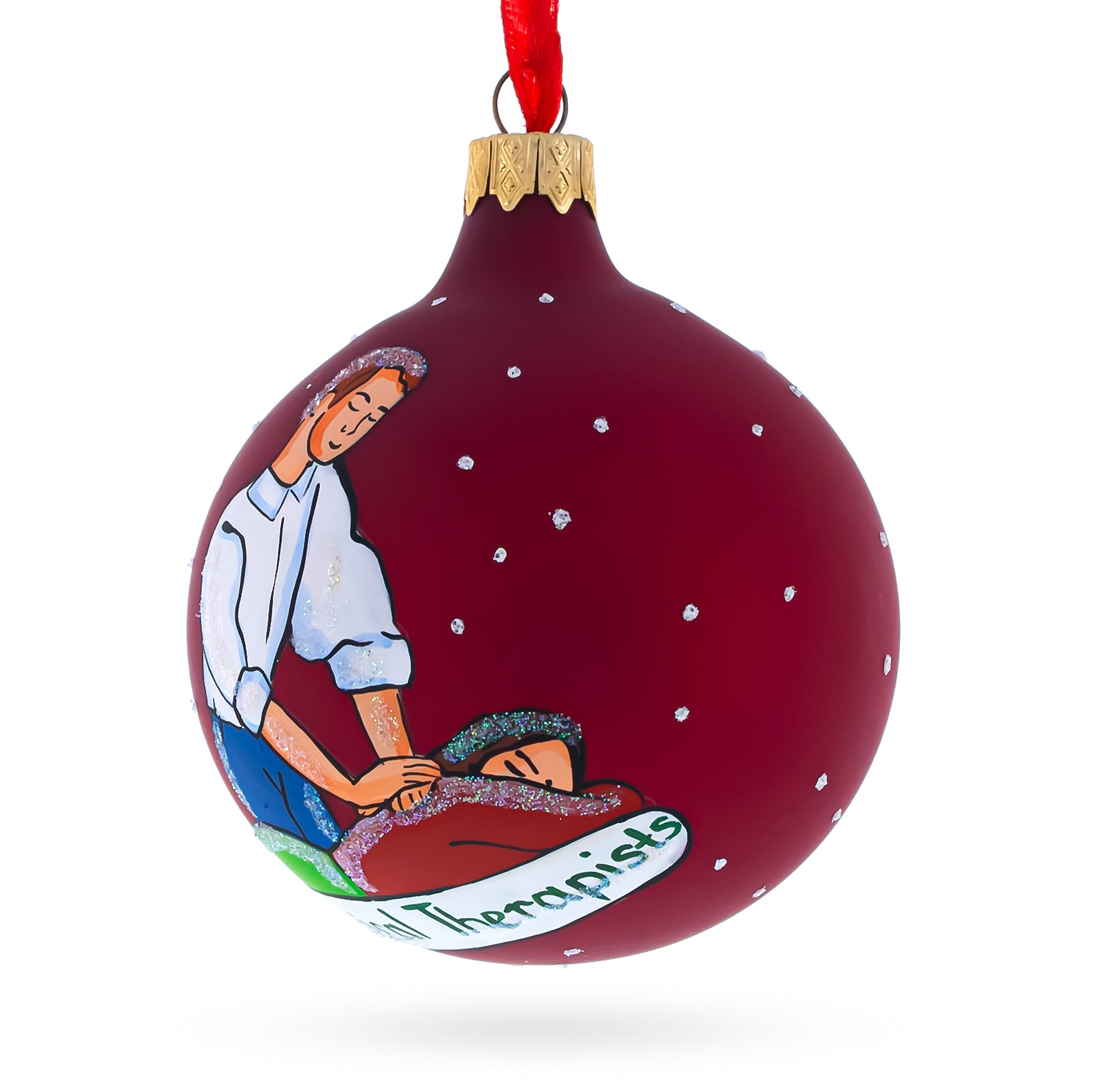 Physical Therapist Glass Ball Christmas Ornament 3.25 Inches