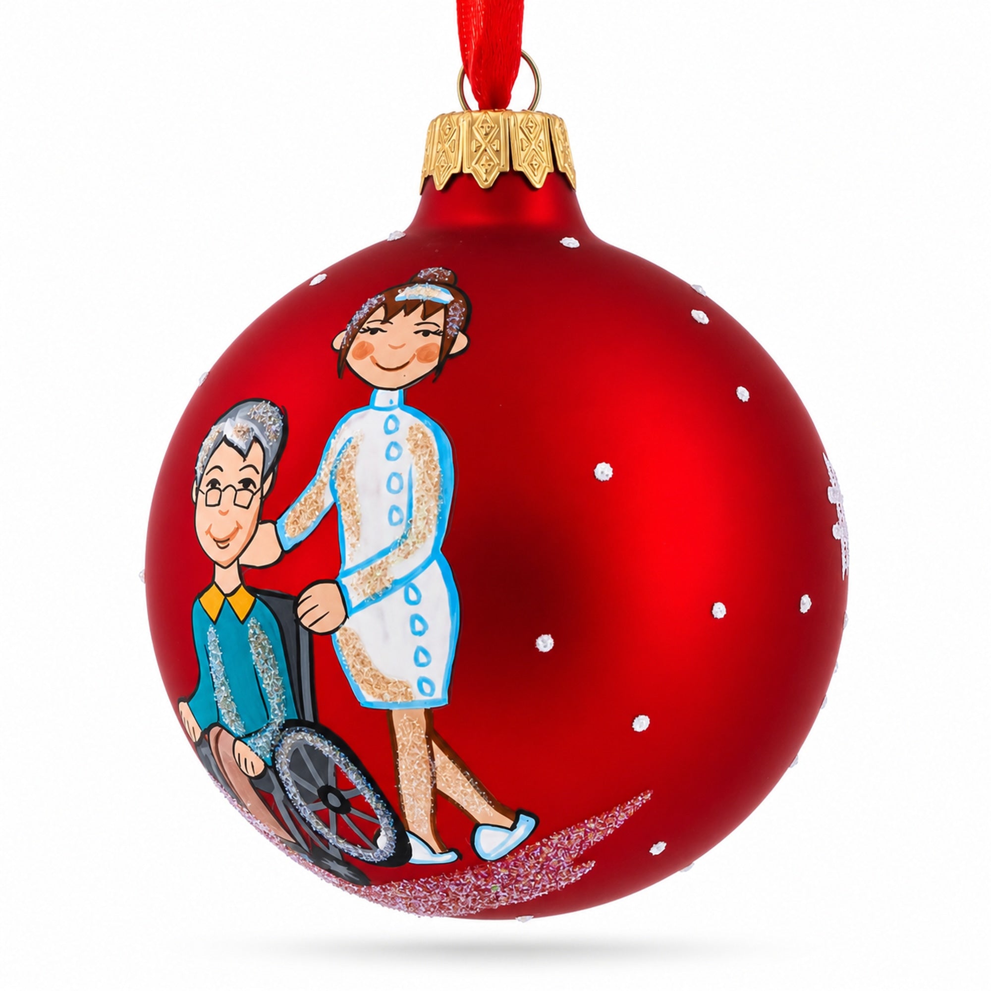 Caregiver Glass Ball Christmas Ornament 3.25 Inches