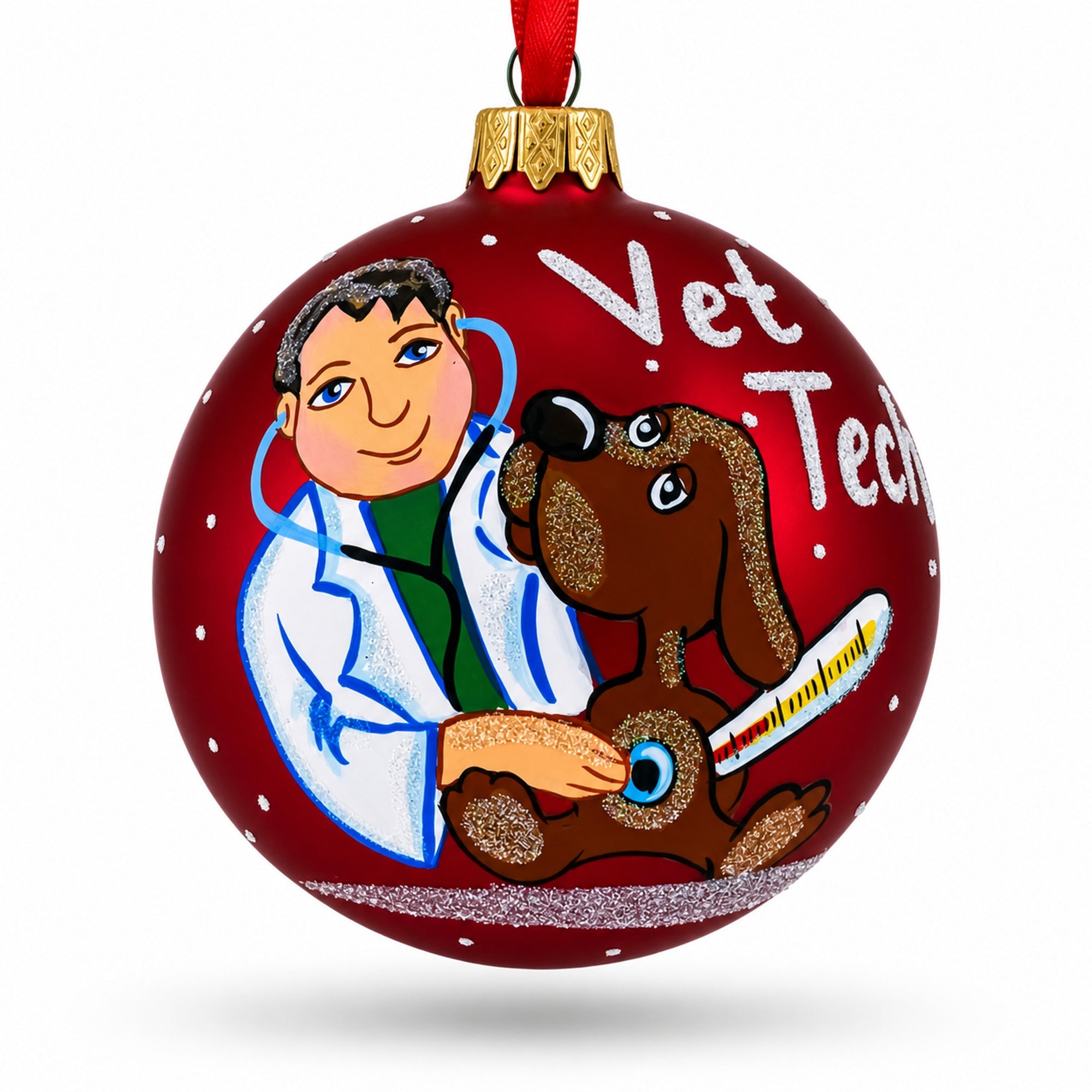 Veterinarian Technician Glass Ball Christmas Ornament 3.25 Inches