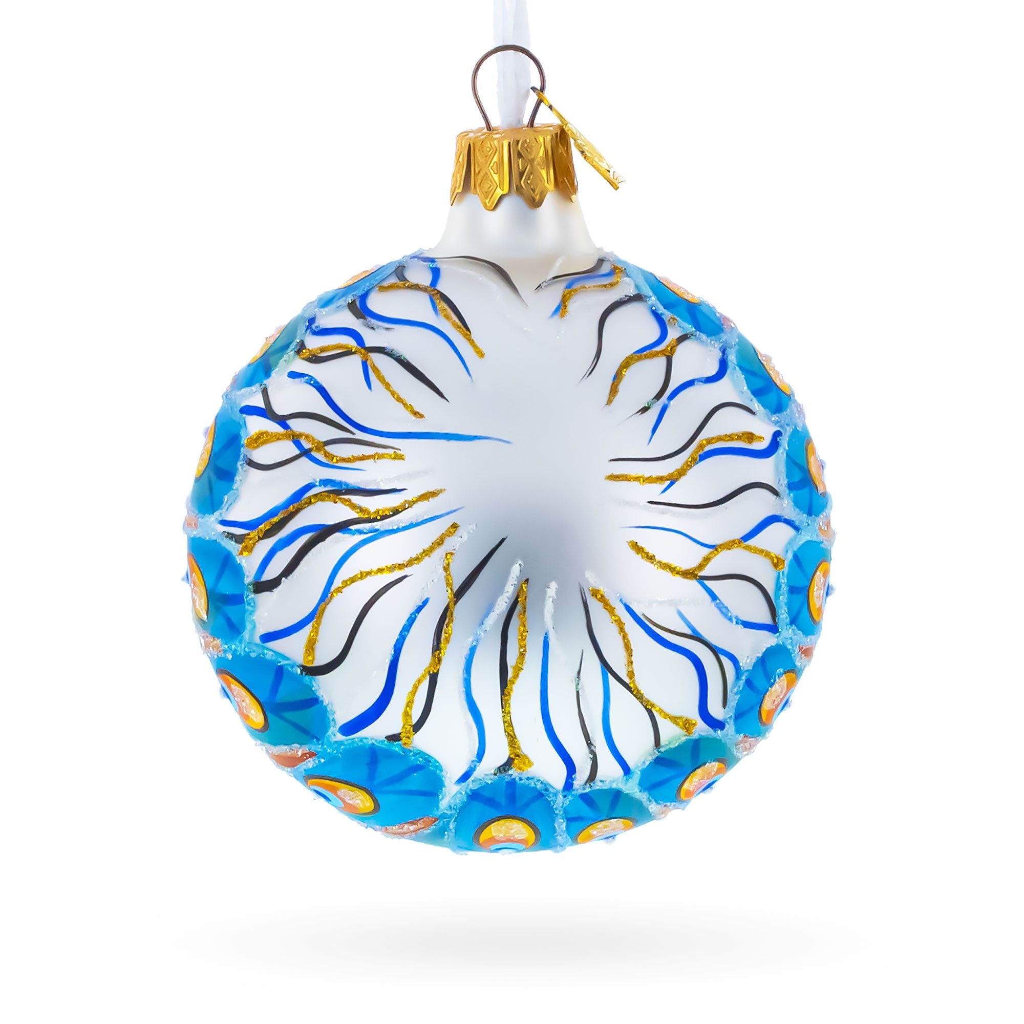Peacock Glittered Glass Ball Christmas Ornament 3.25 Inches