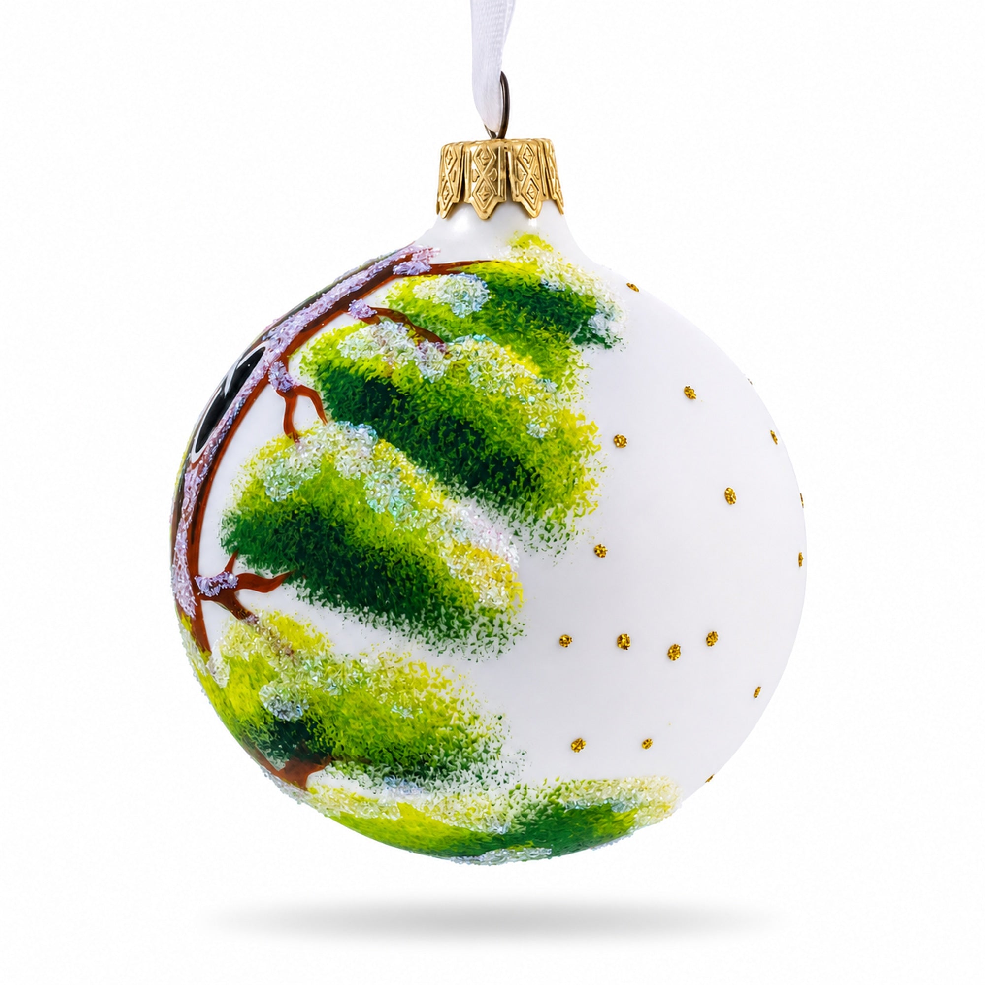Woodpecker Glittered Glass Ball Christmas Ornament 3.25 Inches