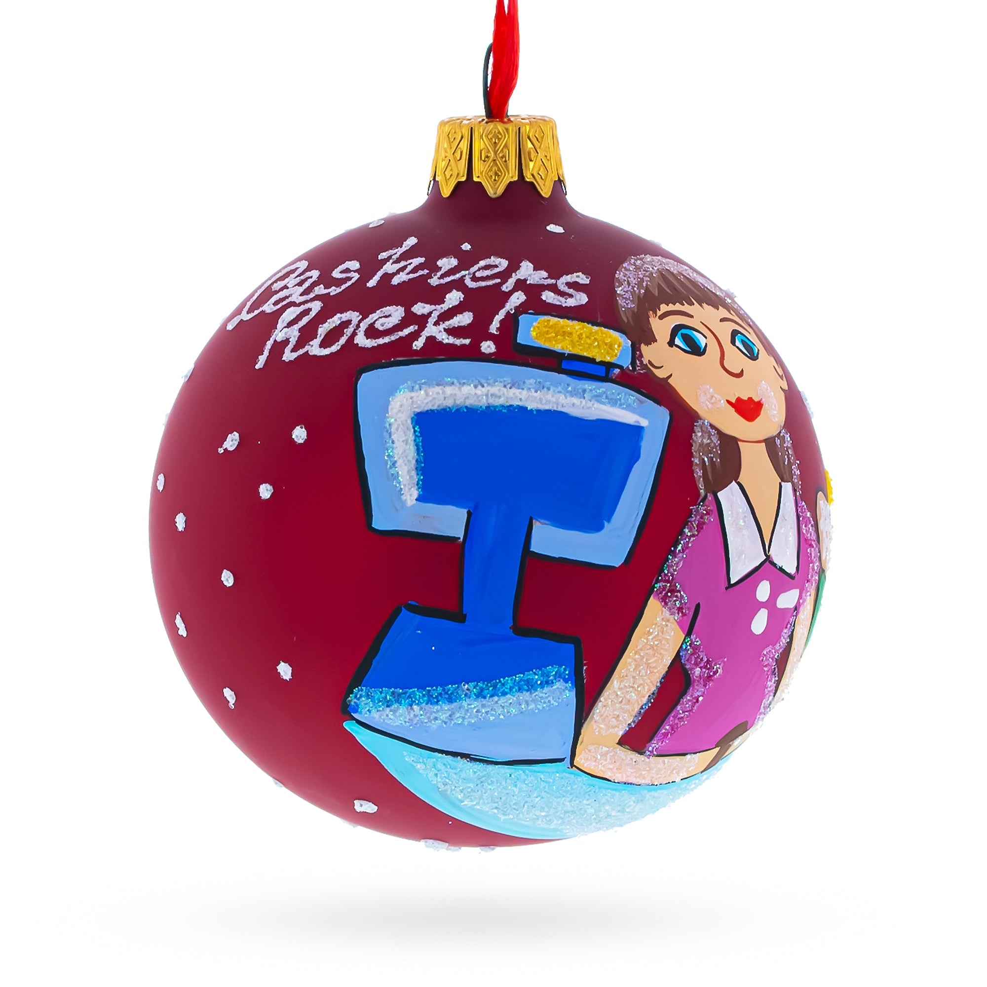 Cashier Glass Ball Christmas Ornament 3.25 Inches
