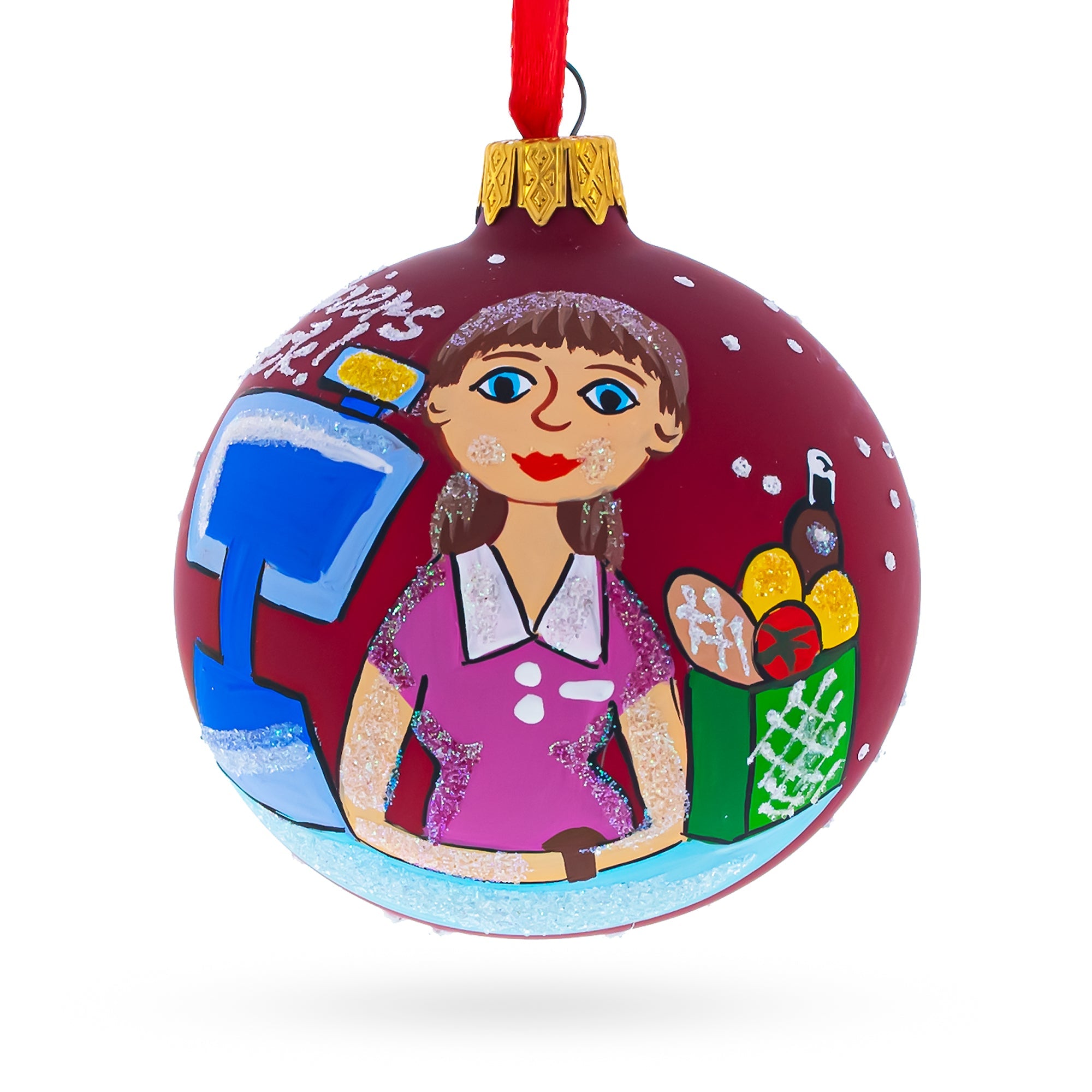 Cashier Glass Ball Christmas Ornament 3.25 Inches
