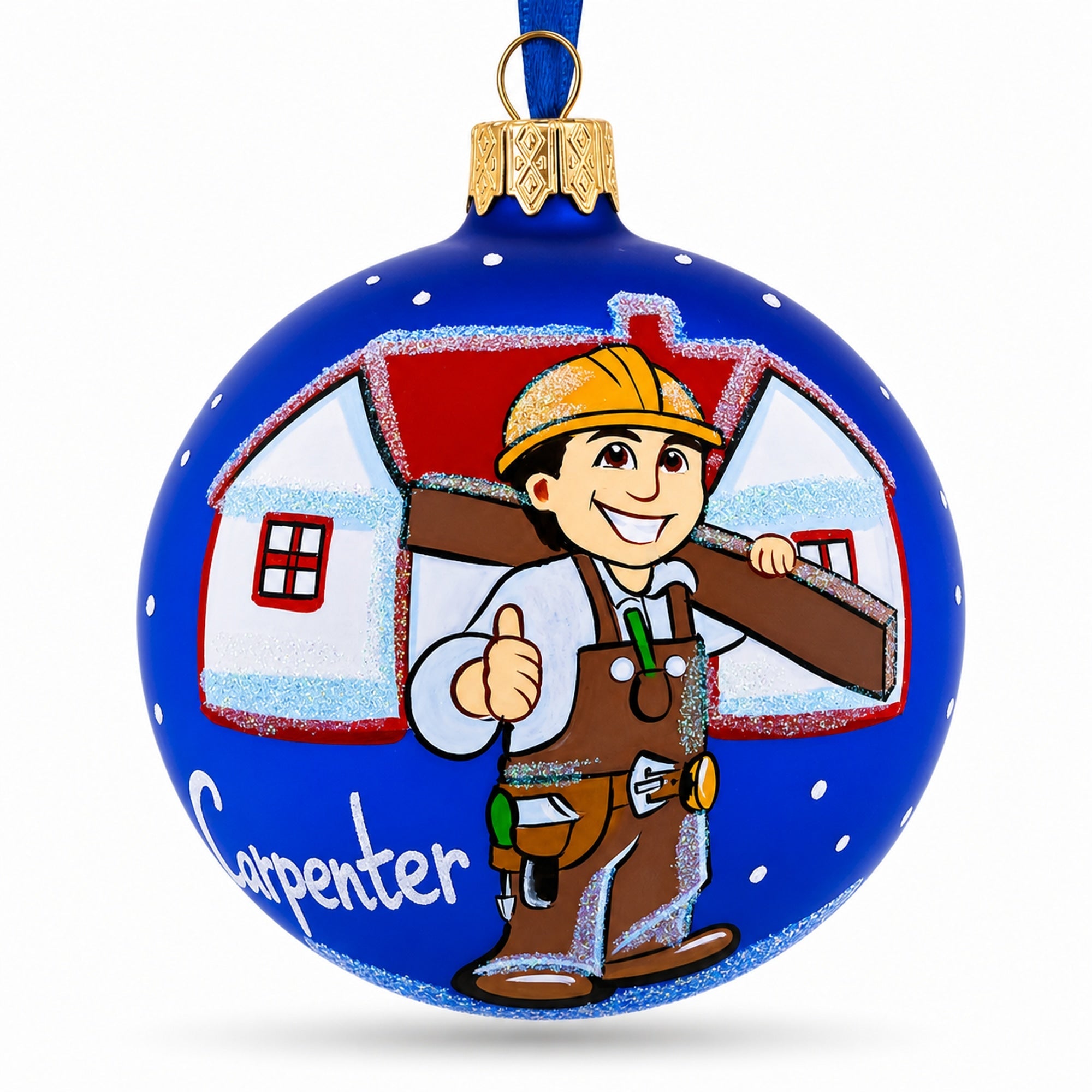 Carpenter Glass Ball Christmas Ornament 3.25 Inches