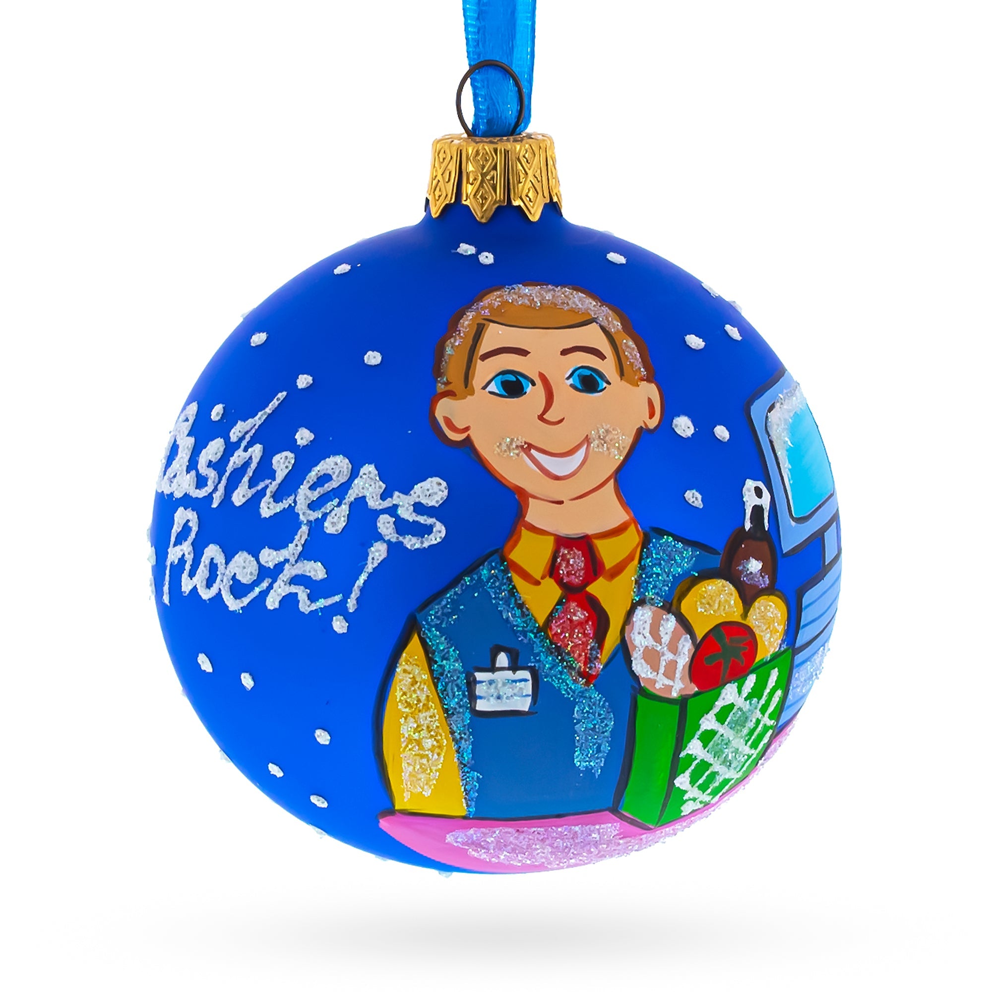 Cashier Glass Christmas Ornament 3.25 Inches
