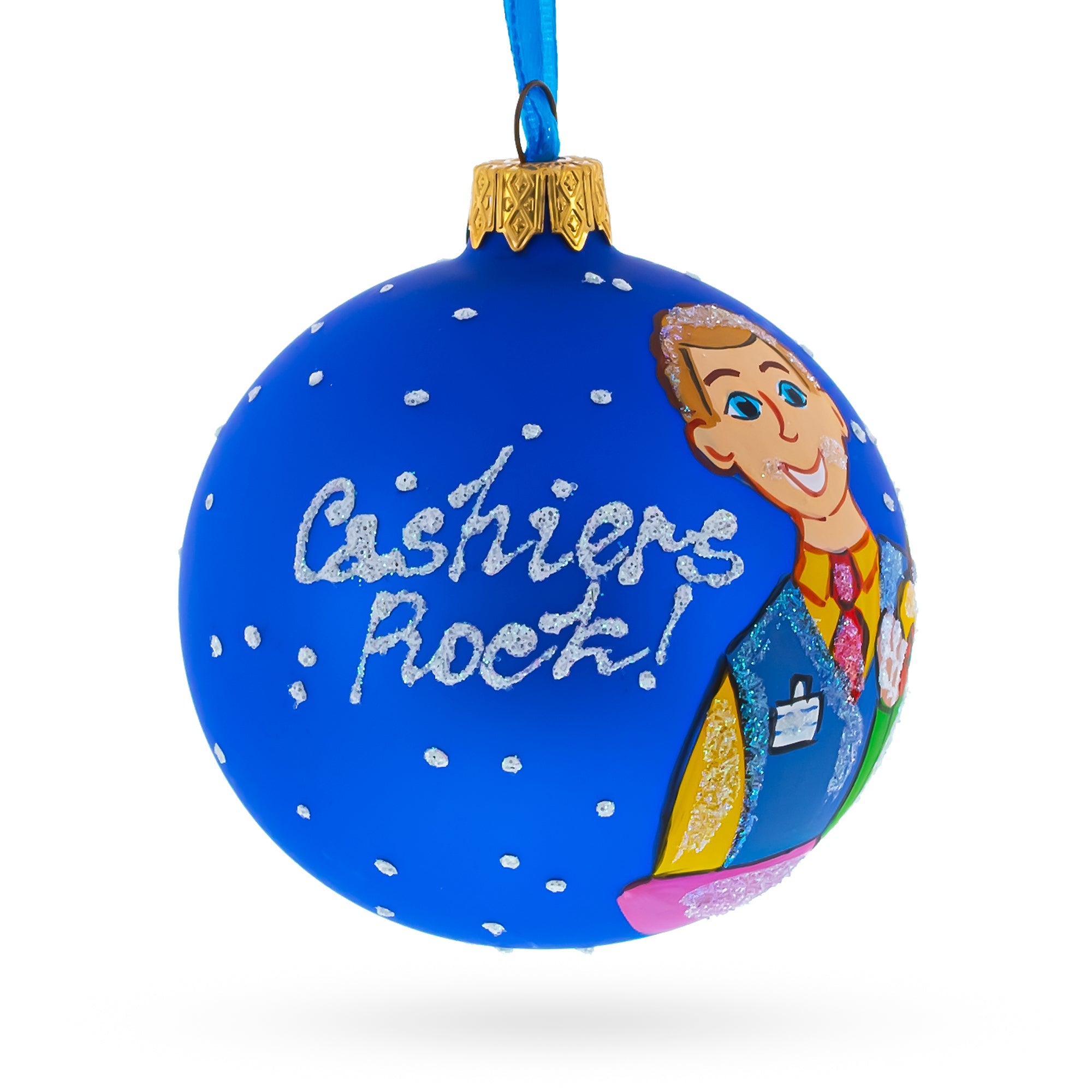 Cashier Glass Christmas Ornament 3.25 Inches