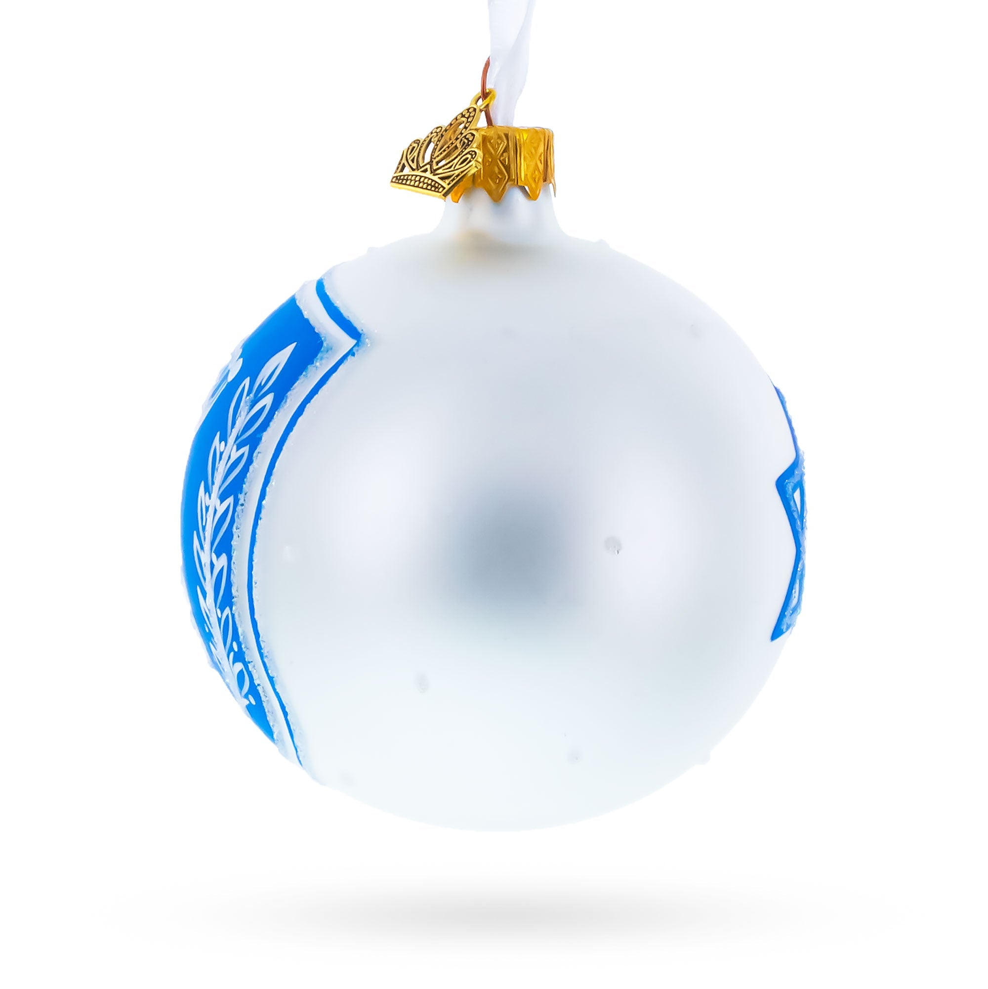 Israel Coat of Arms Glass Ball Christmas Ornament 3.25 Inches