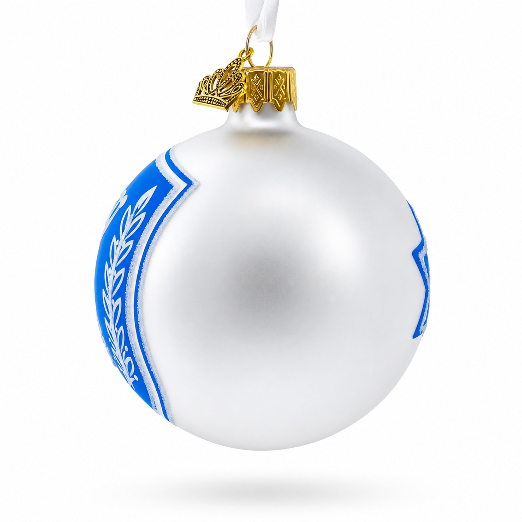 Israel Coat of Arms Glass Ball Christmas Ornament 3.25 Inches