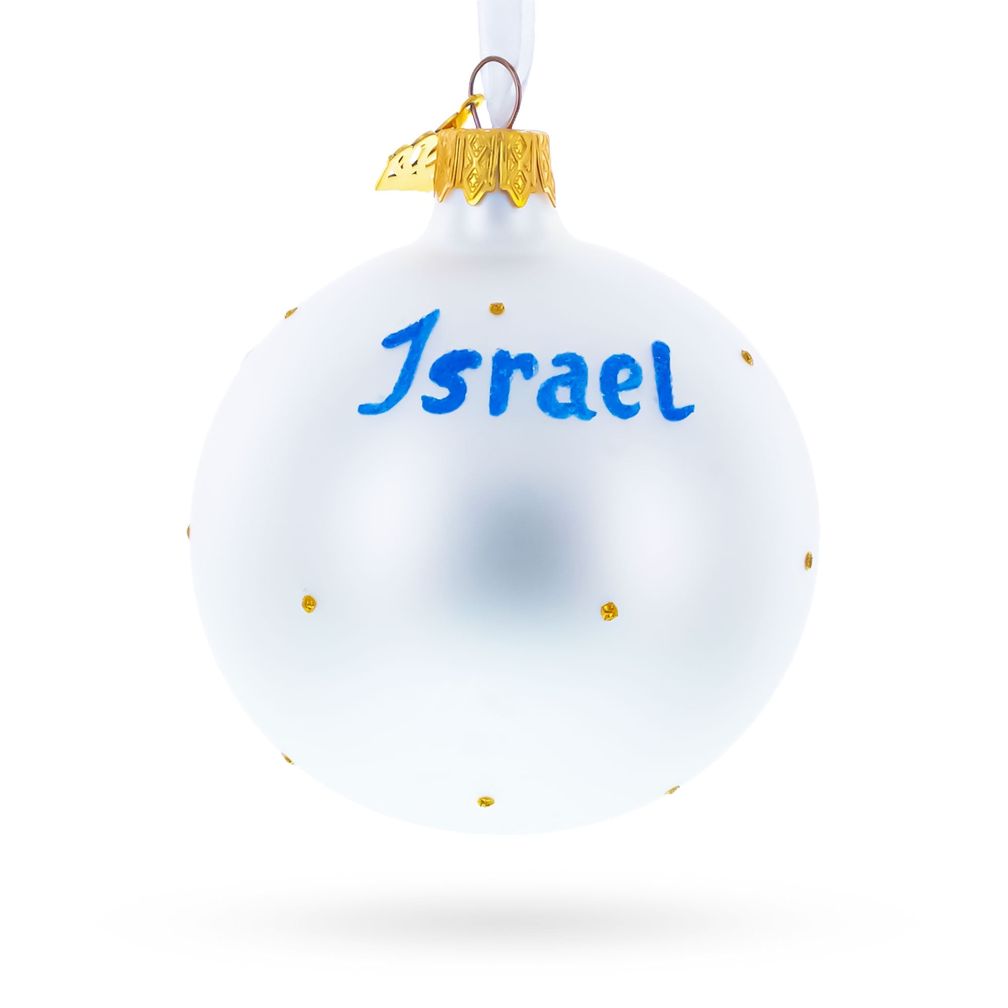 Flag of Israel Glass Ball Christmas Ornament 3.25 Inches