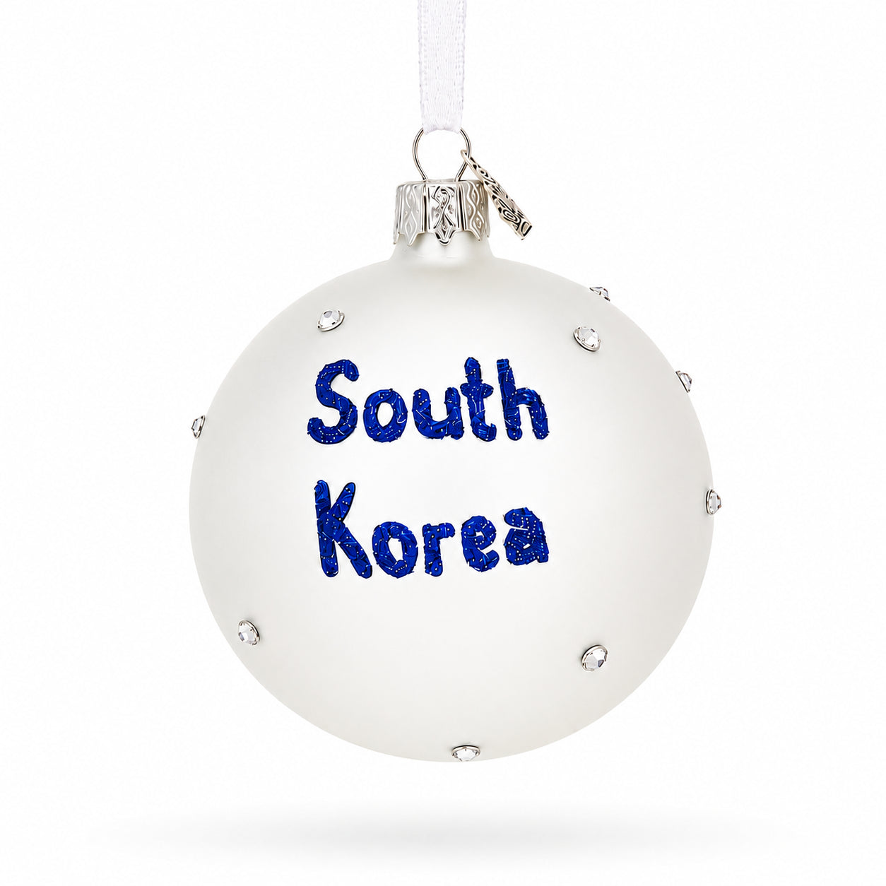 Flag of South Korea Glass Ball Christmas Ornament 3.25 Inches