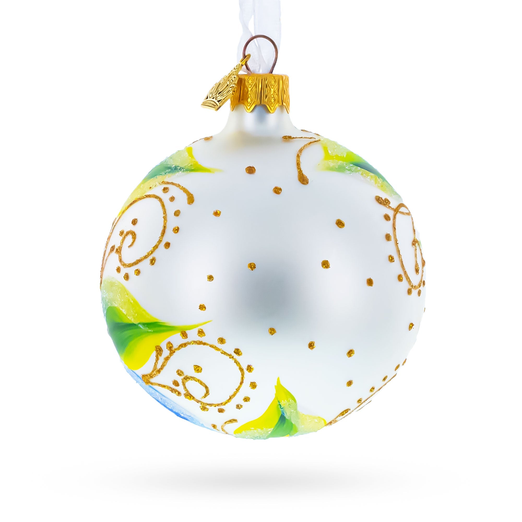 Orchid Medley Glass Ball Christmas Ornament 3.25 Inches