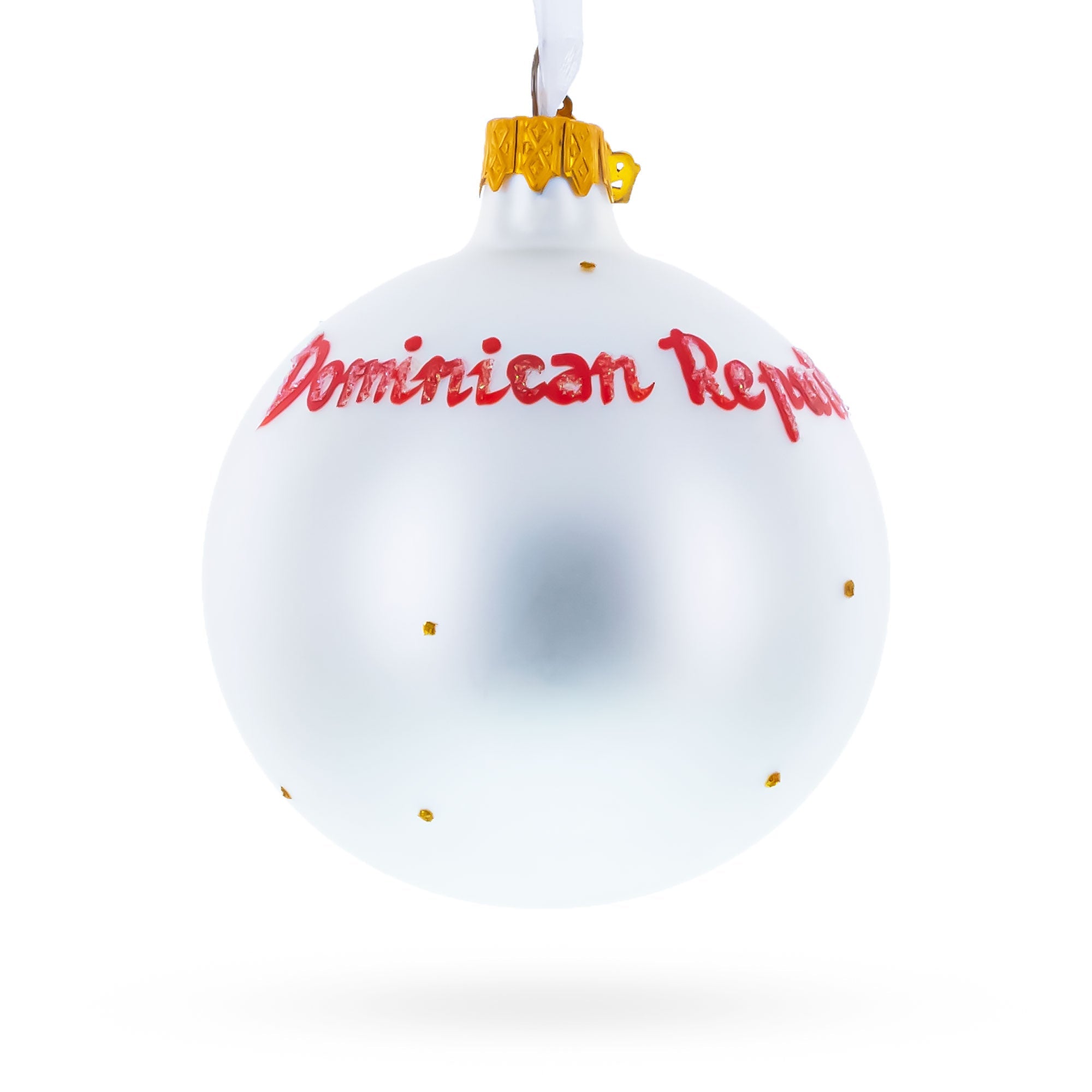 Flag of Dominican Republic Glass Ball Christmas Ornament 3.25 Inches