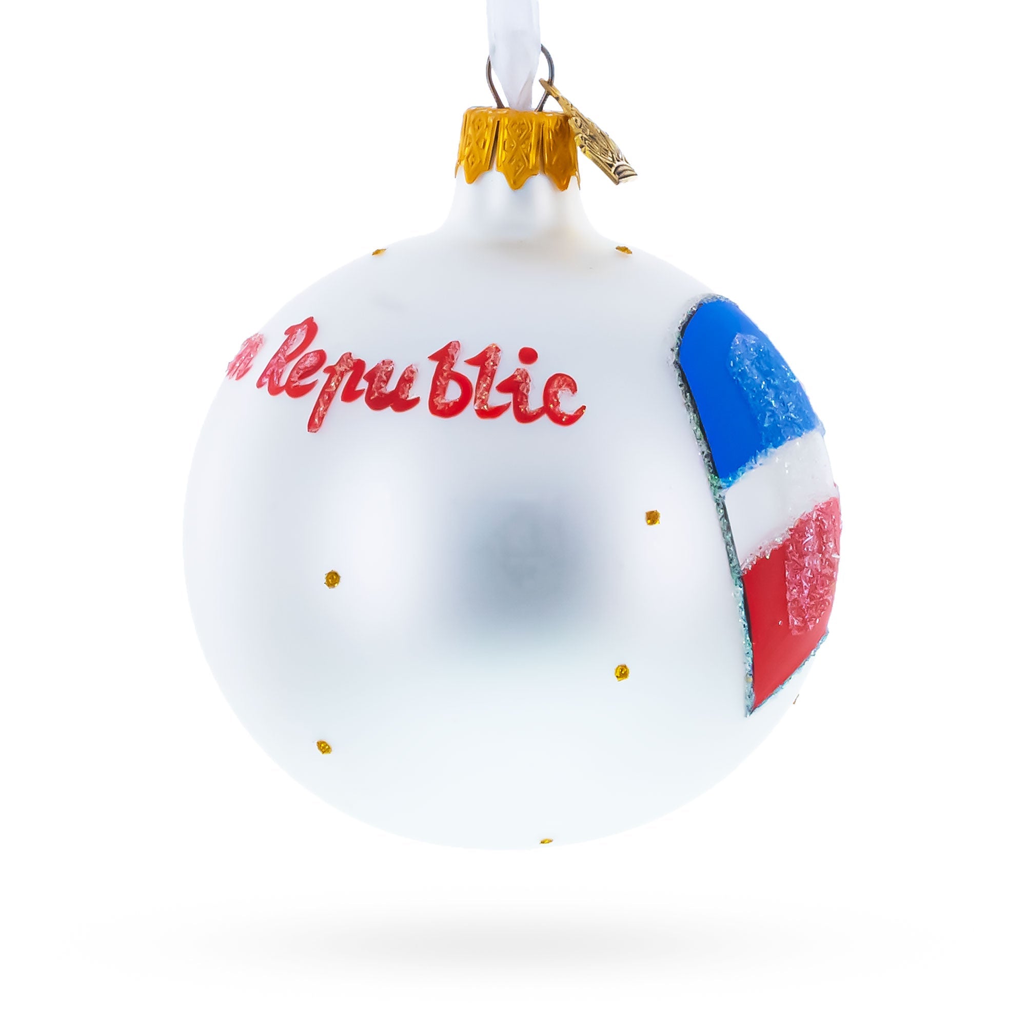 Flag of Dominican Republic Glass Ball Christmas Ornament 3.25 Inches