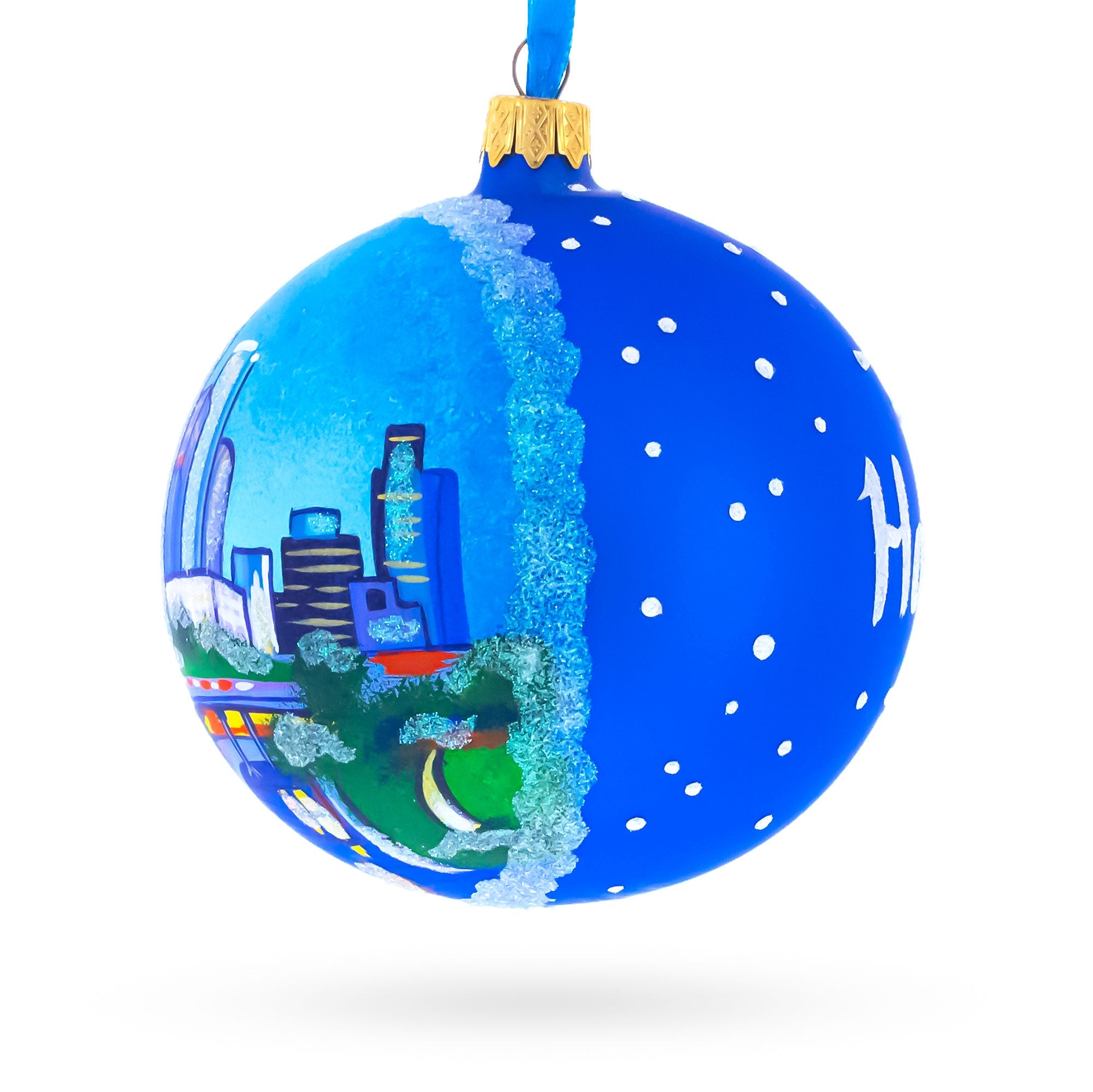 Houston, Texas Glass Ball Christmas Ornament 4 Inches